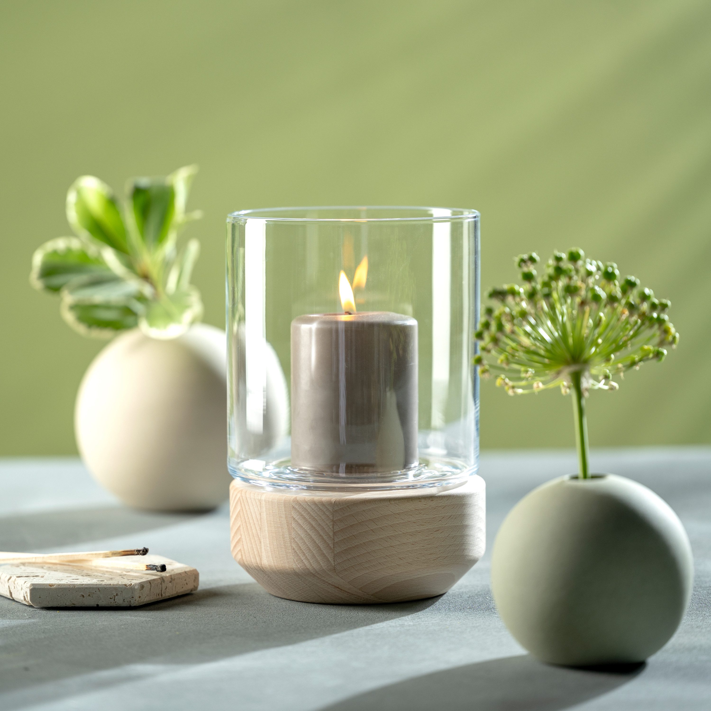 LEONARDO Windlicht Windlicht auf Holzsockel LEGNO (1 St) günstig online kaufen