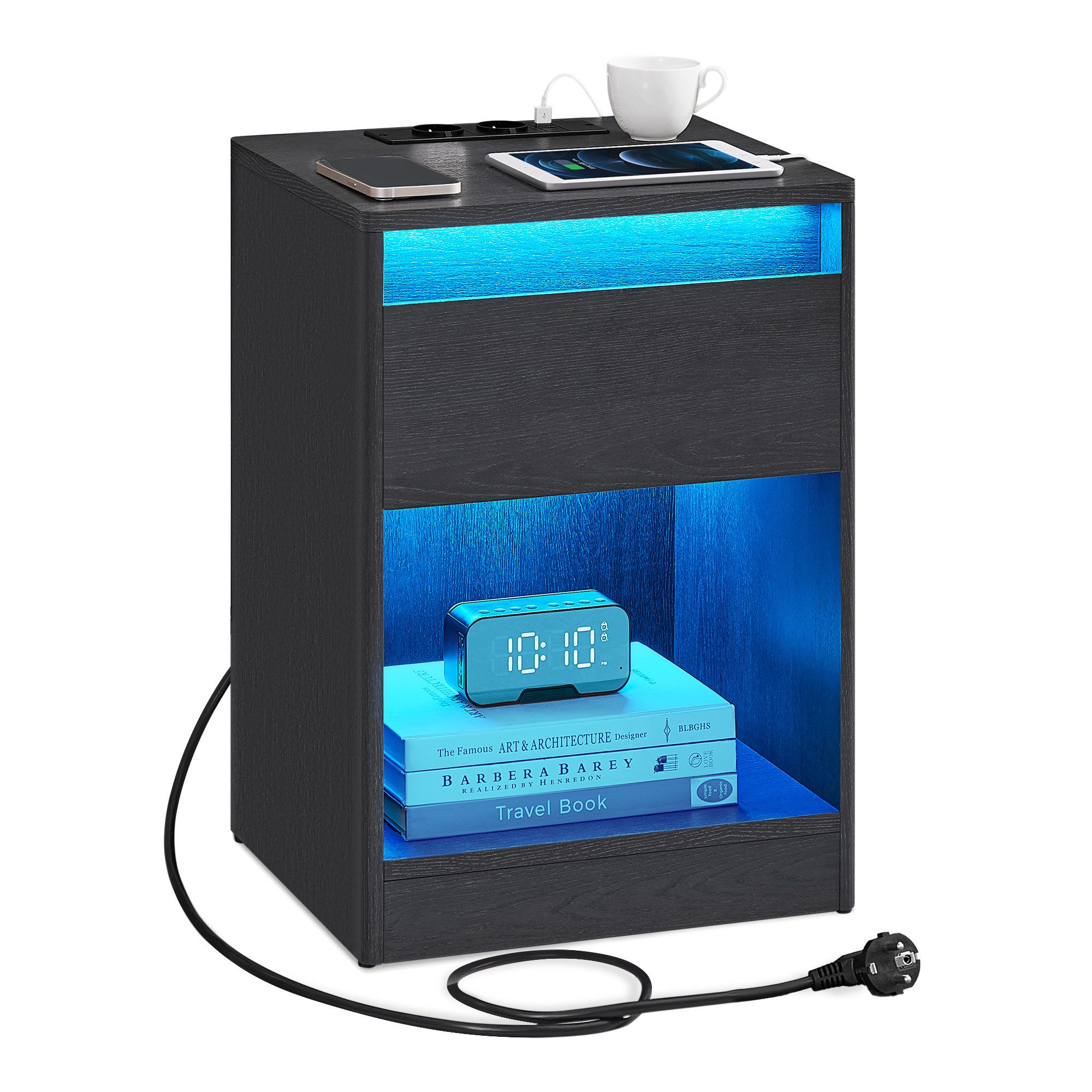 VASAGLE Nachttisch (1-St), mit einstellbarer LED-Beleuchtung, Beistelltisch günstig online kaufen