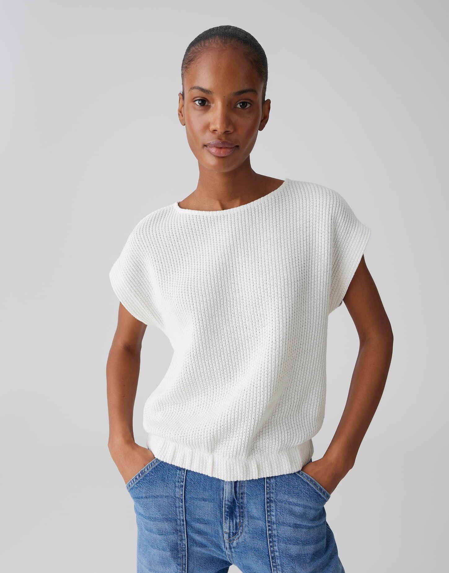 OPUS Shirttop Lässiges Jerseytop in Strickoptik Regular Fit