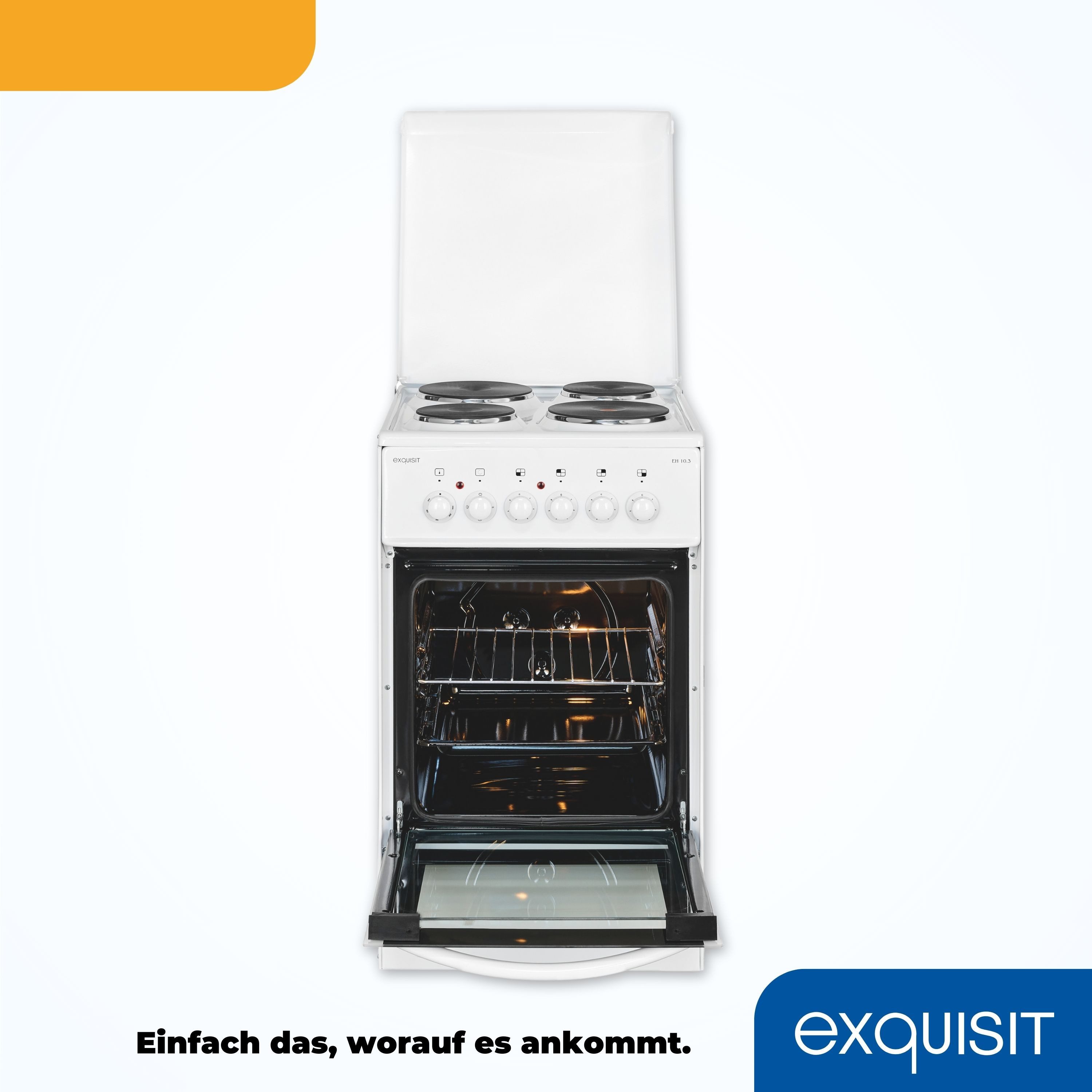 exquisit Elektro-Standherd EH 10.3 F2, Konventionell - für klassisches, traditionelles Backen & Braten