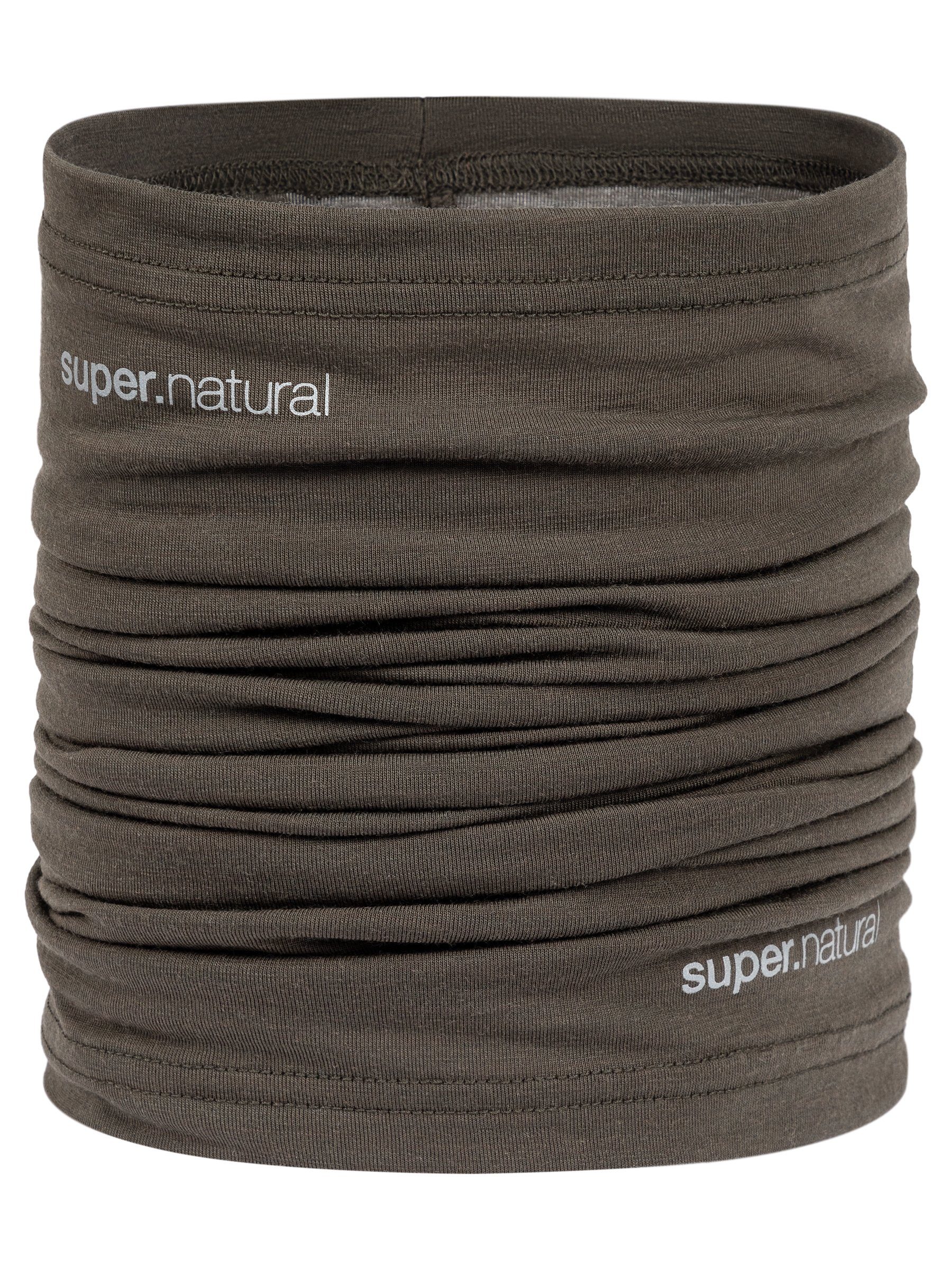 SUPER.NATURAL Strickschal Merino Neckwarmer WANDERLUST NECKWARMER, wärmender Merino-Materialmix Black Ink