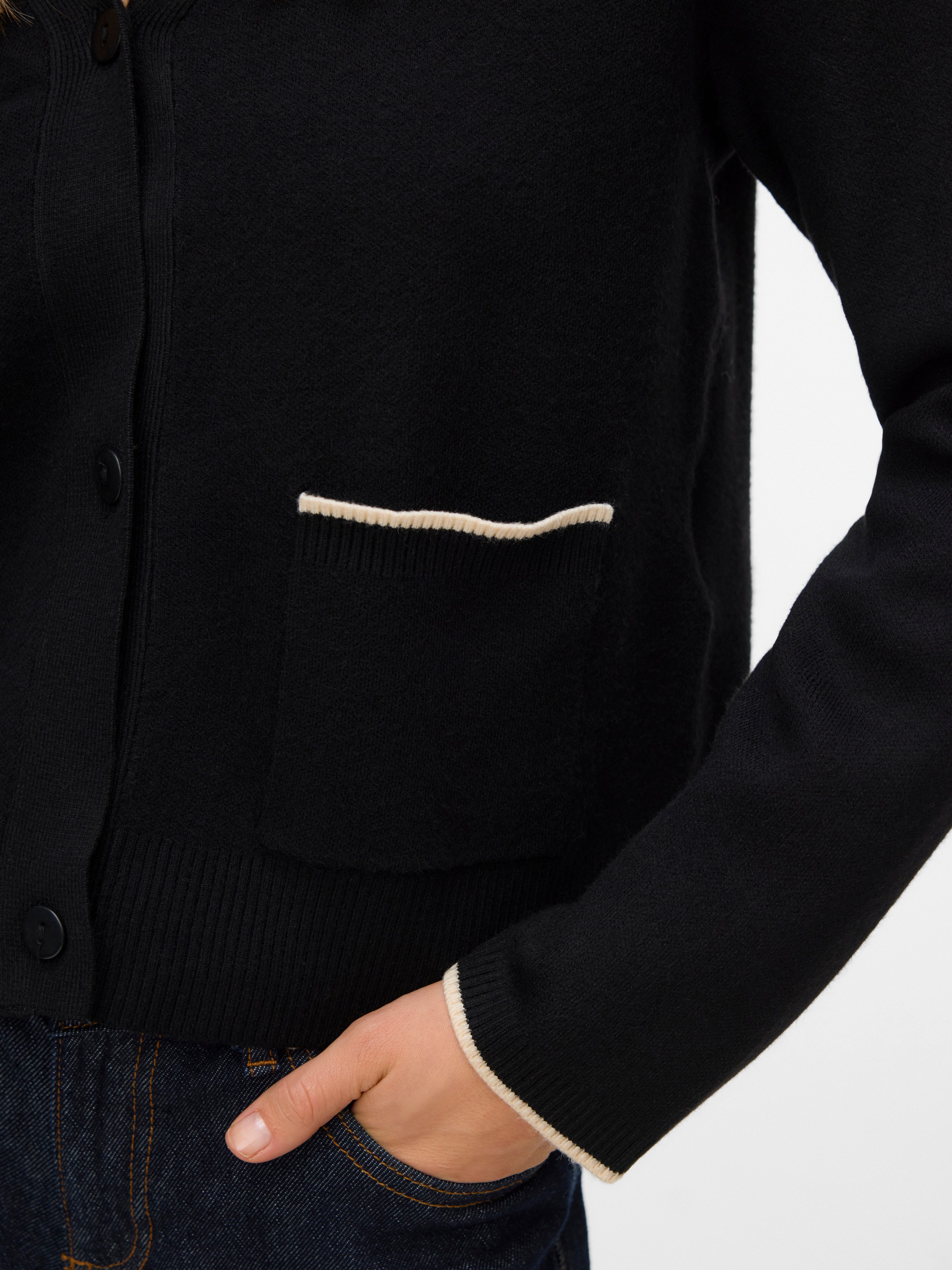 Vero Moda Strickjacke VMGOLD LS V-NECK CONTRAST CARDIGAN