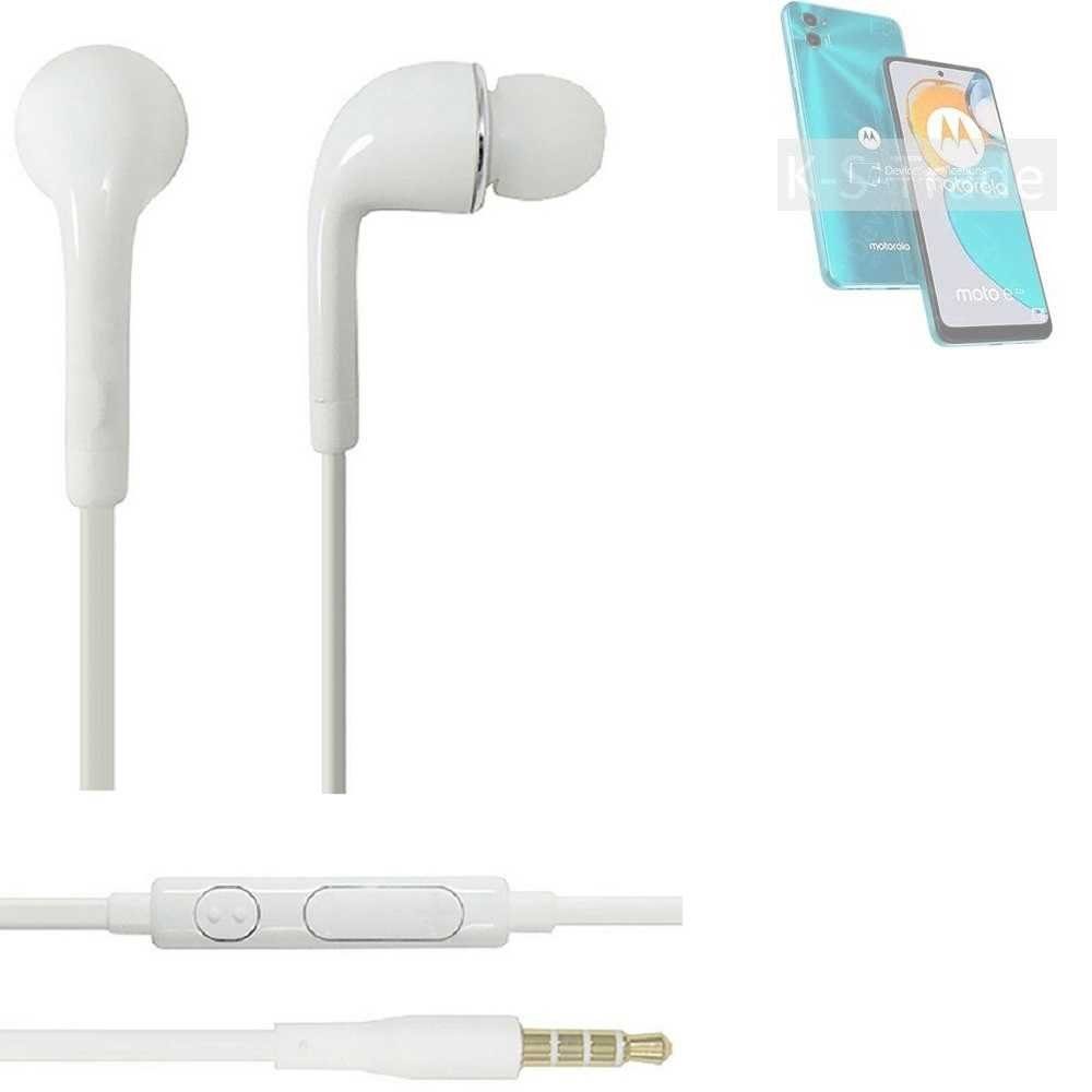 K-S-Trade für Motorola Moto E22s In-Ear-Kopfhörer (Kopfhörer Headset mit Mikrofon u Lautstärkeregler weiß 3,5mm) | In-Ear-Kopfhörer