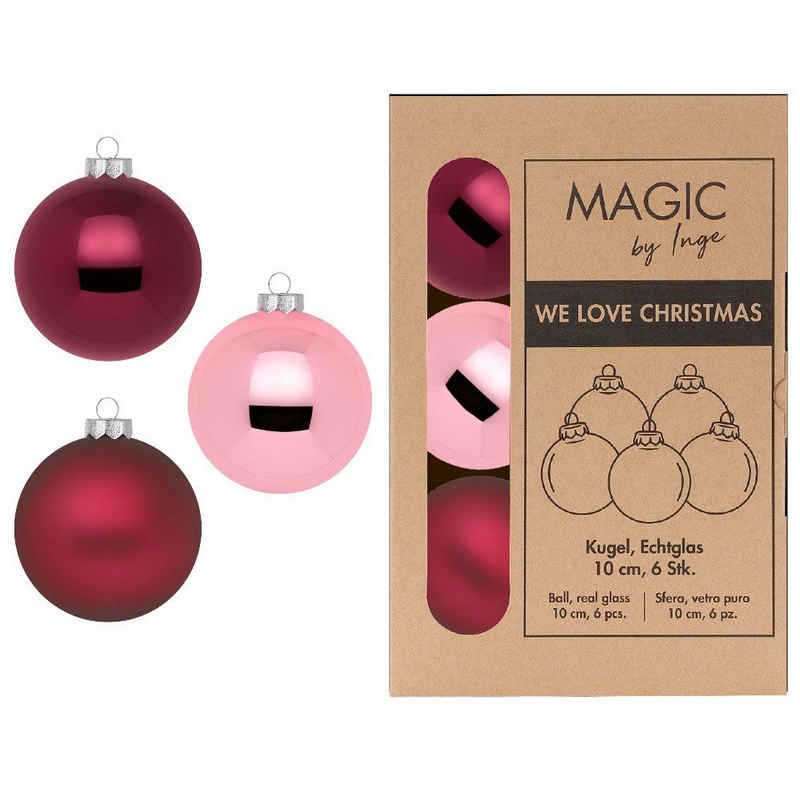 MAGIC by Inge Weihnachtsbaumkugel, Weihnachtskugeln Glas 10cm 6 Stück - Berry Kiss