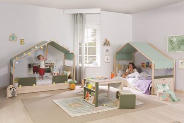 Möbel-Zeit Kinderbett Kinderbett MONTE mit Markise, 80x180 cm, mit gepolstertem Kopfteil