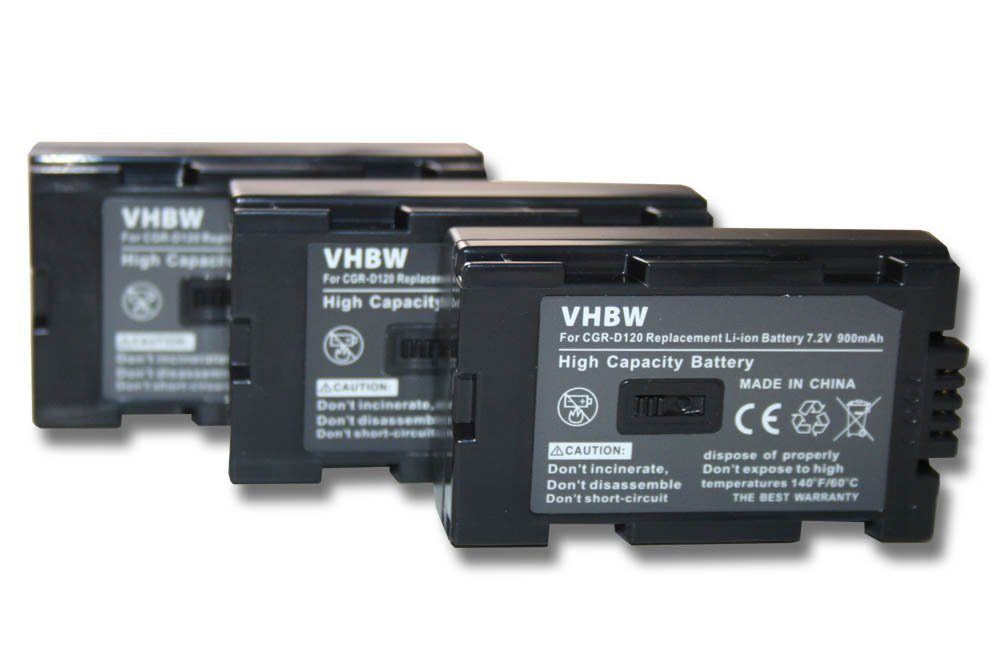 vhbw passend für Panasonic NV-MX1, NV-MX2, NV-MX30, NV-MX300, NV-MX350, Kamera-Akku 900 mAh
