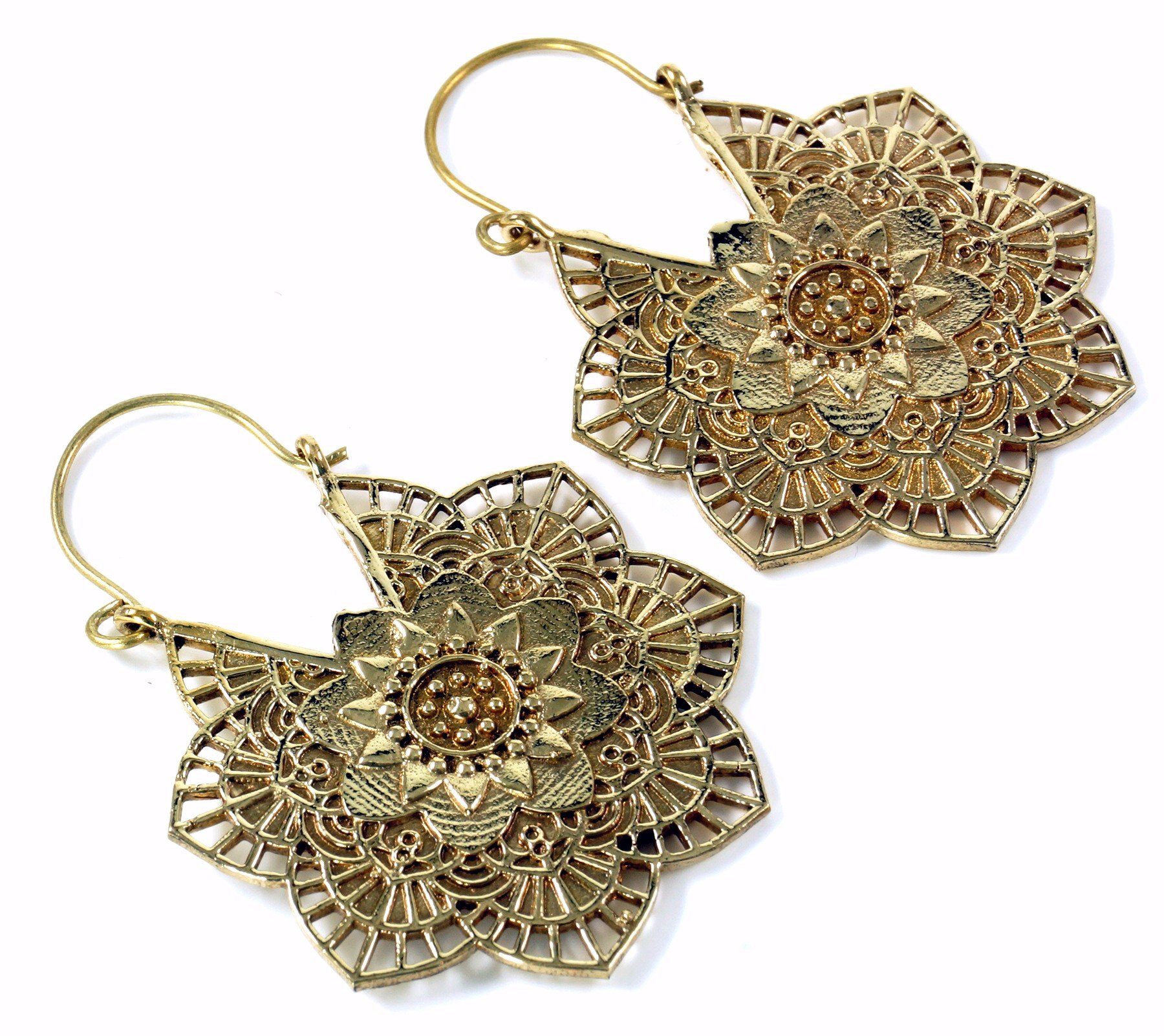 Messing, Paar gold Ohrhänger Tribalohrringe Guru-Shop - aus Ethnoohrringe
