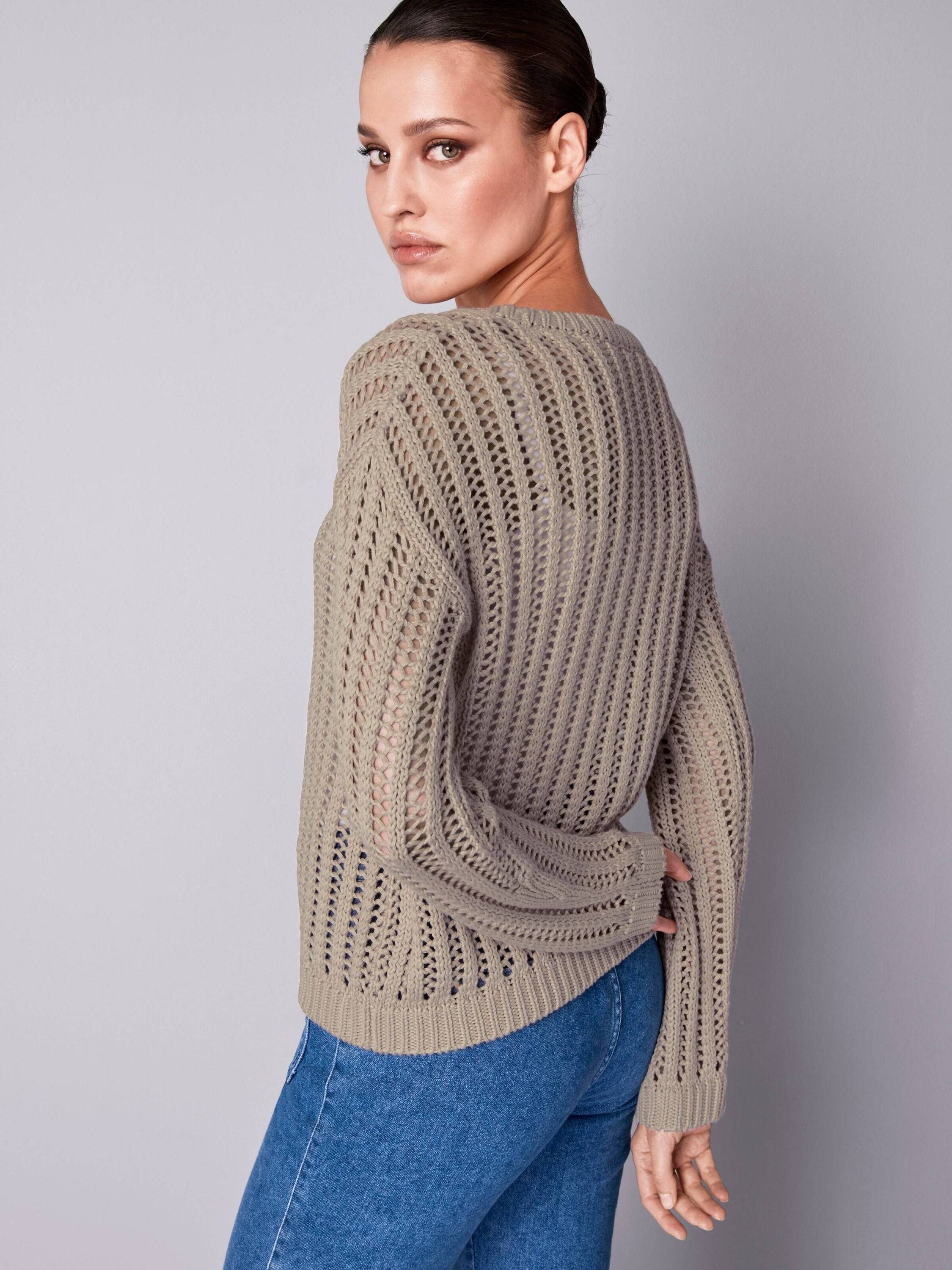 Alba Moda Strickpullover Pullover mit Lochstrickmuster