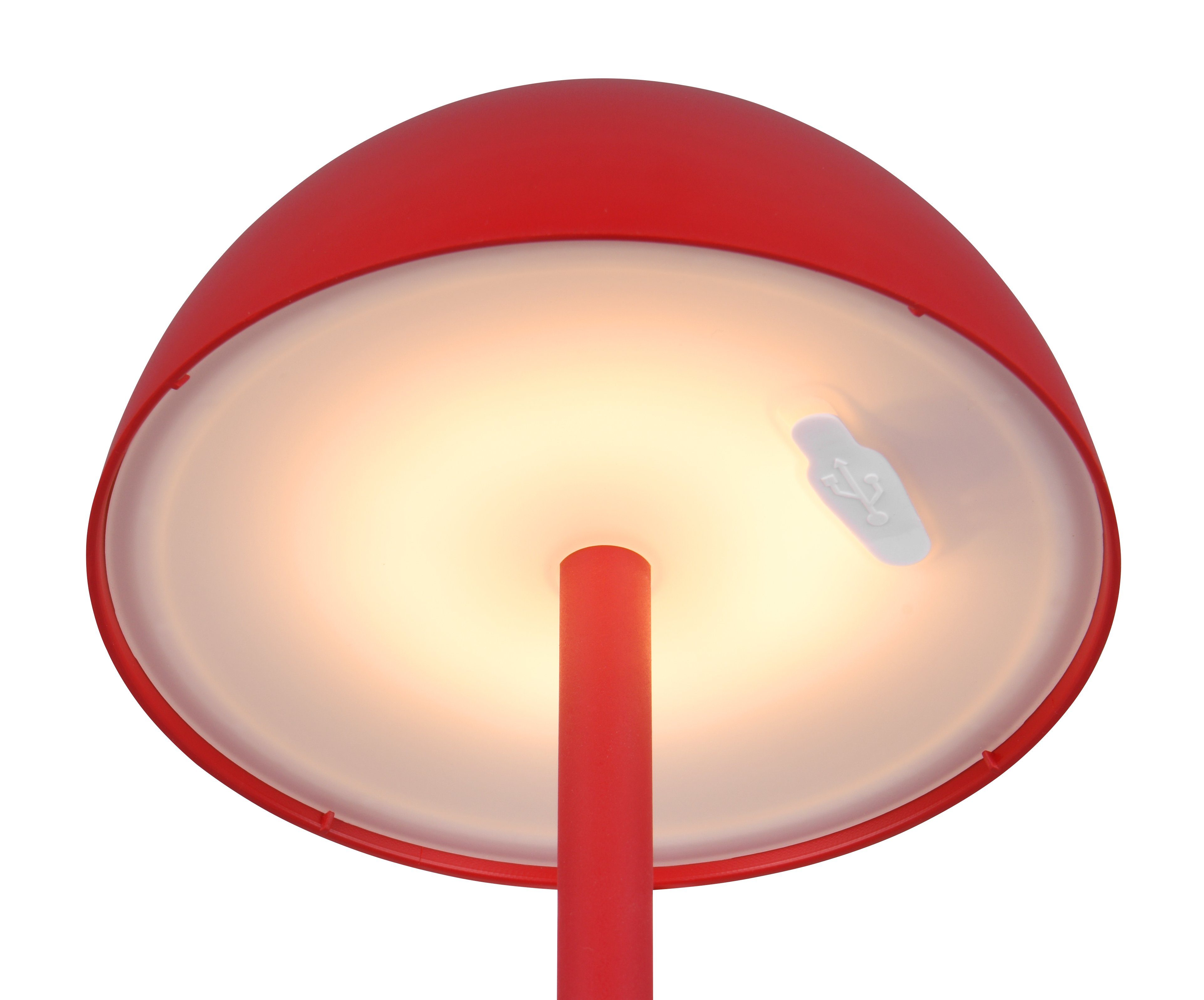 my home LED Außen-Tischleuchte Abbey Tischleuchte 2er-Set, Dimmfunktion, USB-Ladefunktion, LED fest integriert, Warmweiß, 2er Set Outdoor Akku Tischlampe Pilzdesign USB-C 4-fach Touch Dimmer