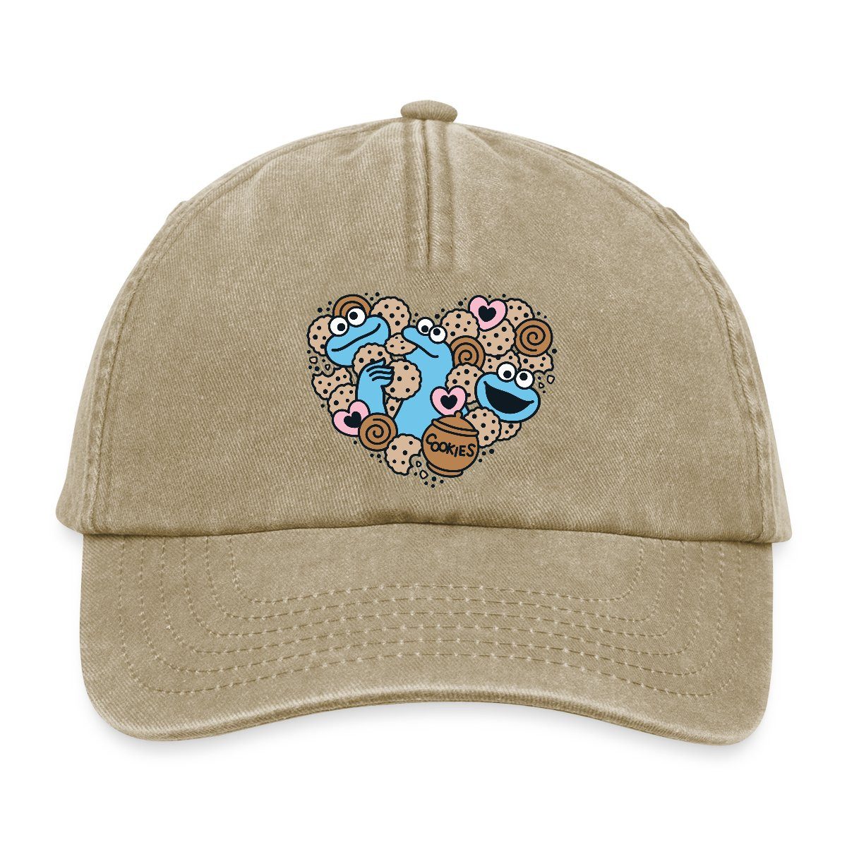 Spreadshirt Baseball Cap Sesamstraße Herz Mit Krümelmonster Vintage Cap (1-St)