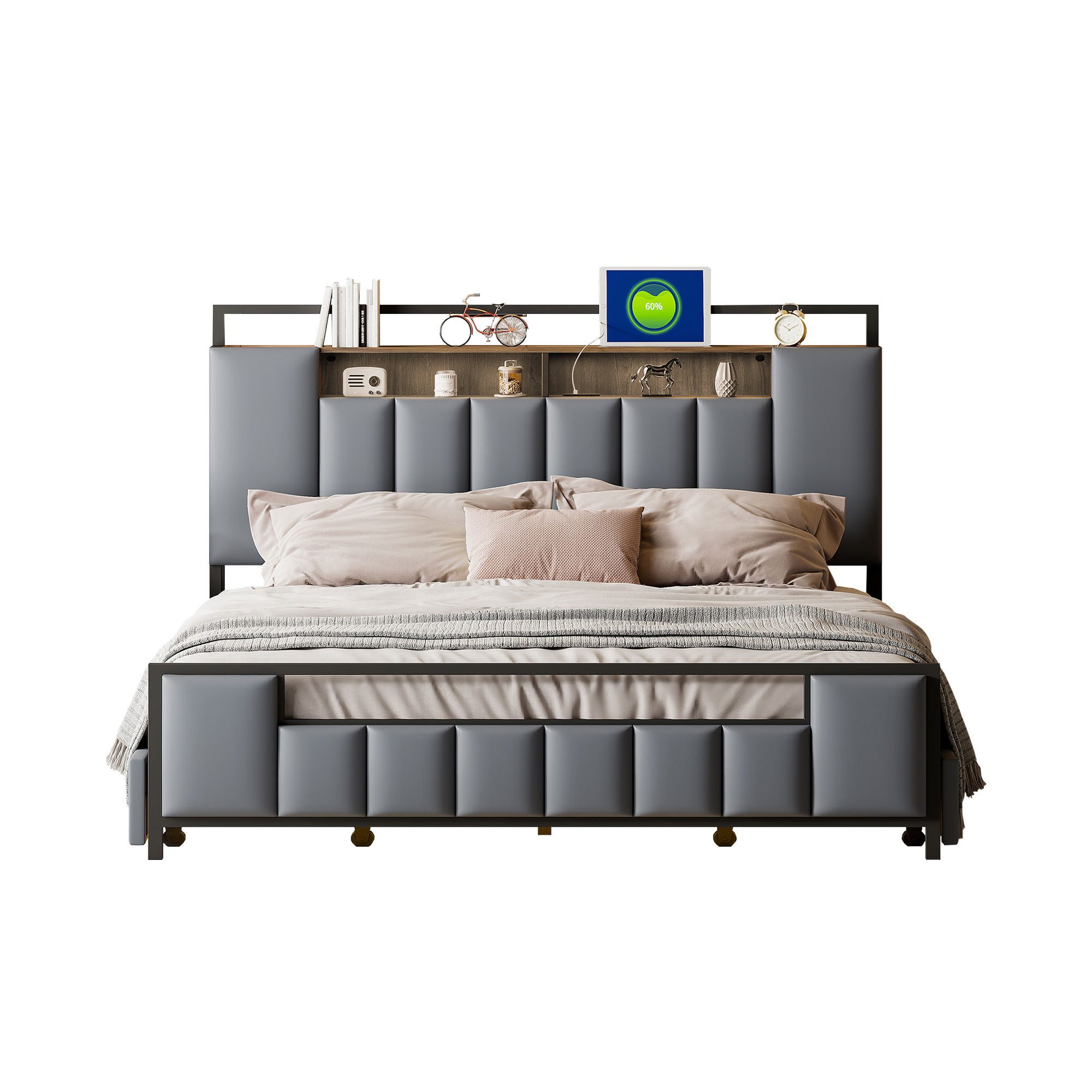 Flieks Metallbett, LED Polsterbett 160x200cm mit günstig online kaufen