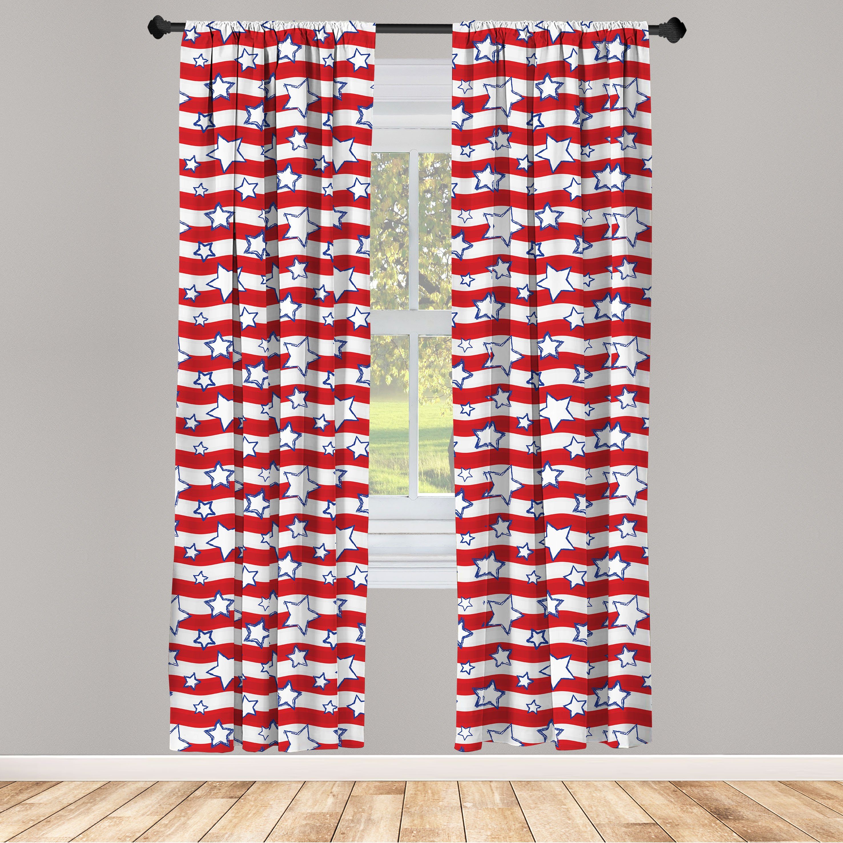 supergünstige Marken Gardine Vorhang für Wohnzimmer Schlafzimmer Microfaser, gewellte Abakuhaus, Staaten Streifen von Vereinigte Dekor, Amerika Horizontal
