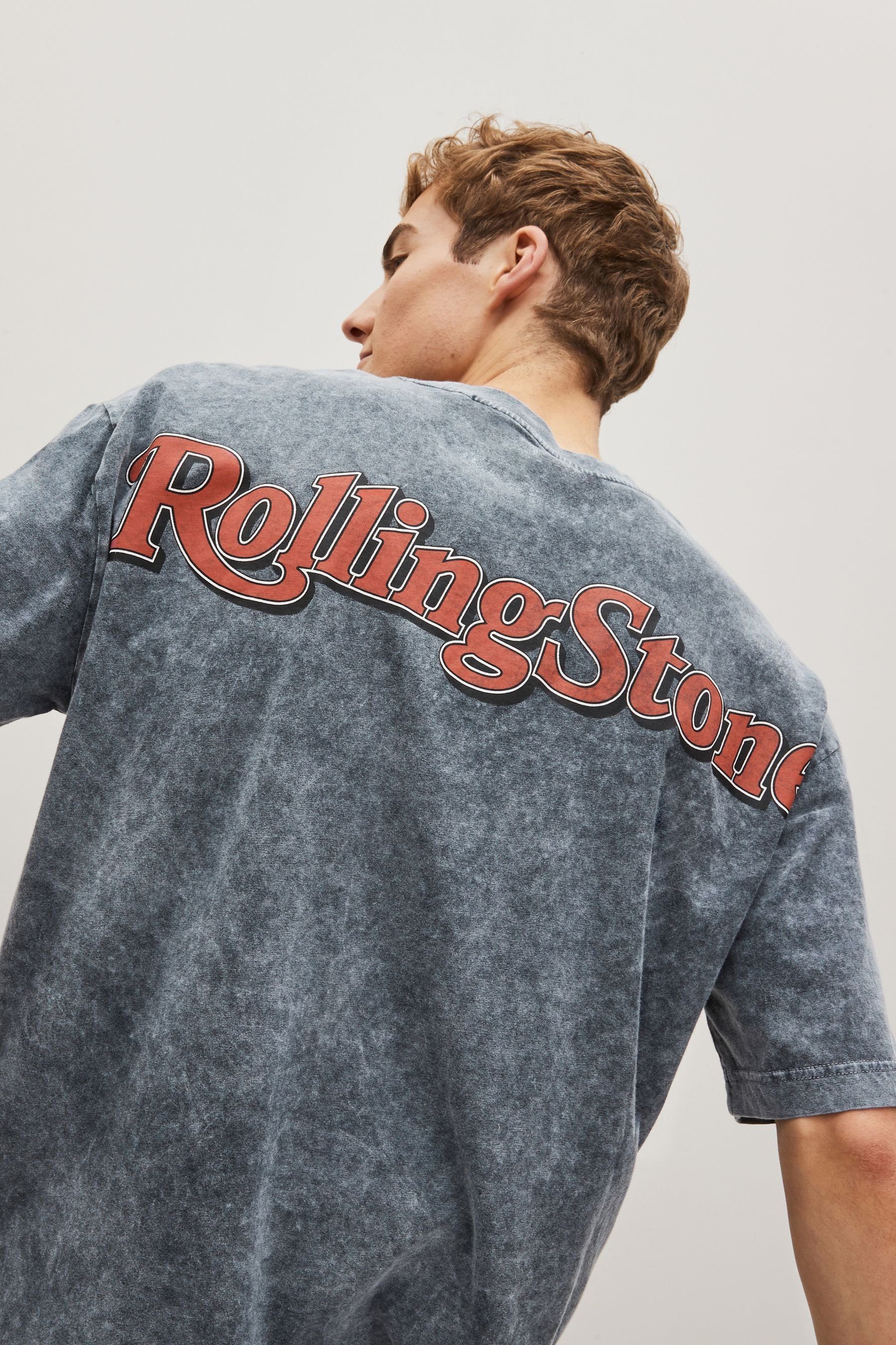 T-Shirt Next Grey License Stones Rolling T-Shirt Charcoal (1-tlg)