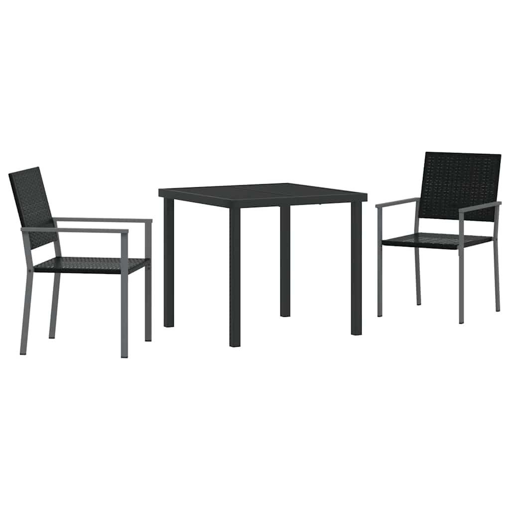 Gartenlounge-Set Garten Essgruppe 3 pcs Schwarz PE-Rattan