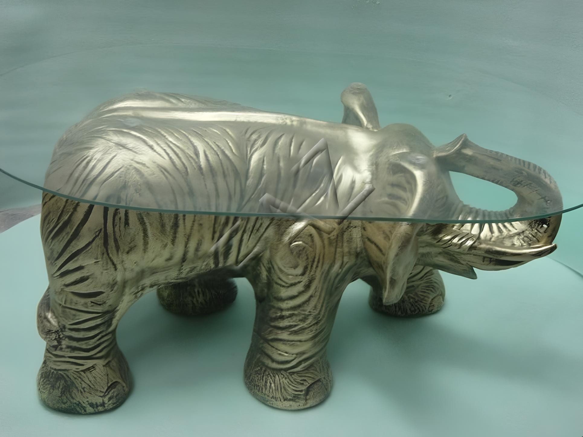 JVmoebel Couchtisch Elefant Beistelltisch Couch Sofa Tisch Figur Glas Möbel Wohnzimmer, Made in Europa