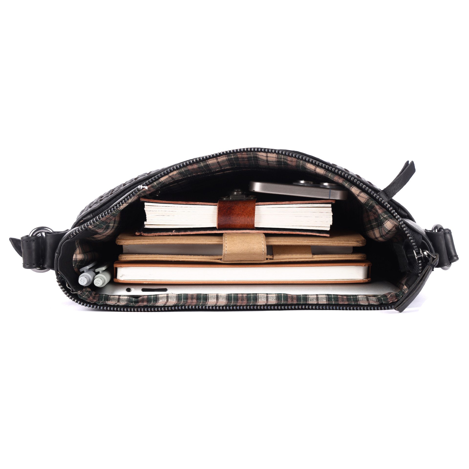 Benthill Umhängetasche Damen Echt Leder Umhängetasche Vintage Handtasche geflochtenem Muster, Schultergurt / Umhängegurt Reißverschlussfach