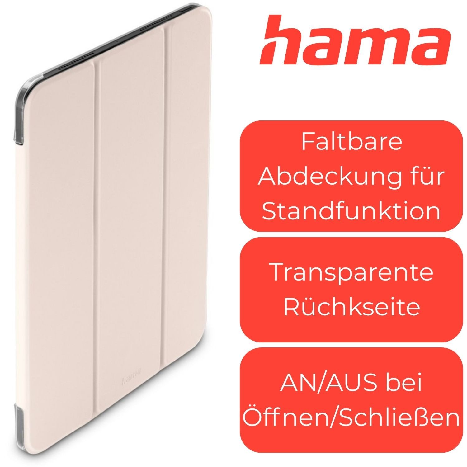 Hama Tablet-Hülle Hama Fold Clear Smart Book Case Tasche Cover Rosa 13 Zoll, Ständer Schutz-Hülle Magnet für Apple iPad Pro13 M5 2025 / M4 2024 13" – Bild 5 von 5