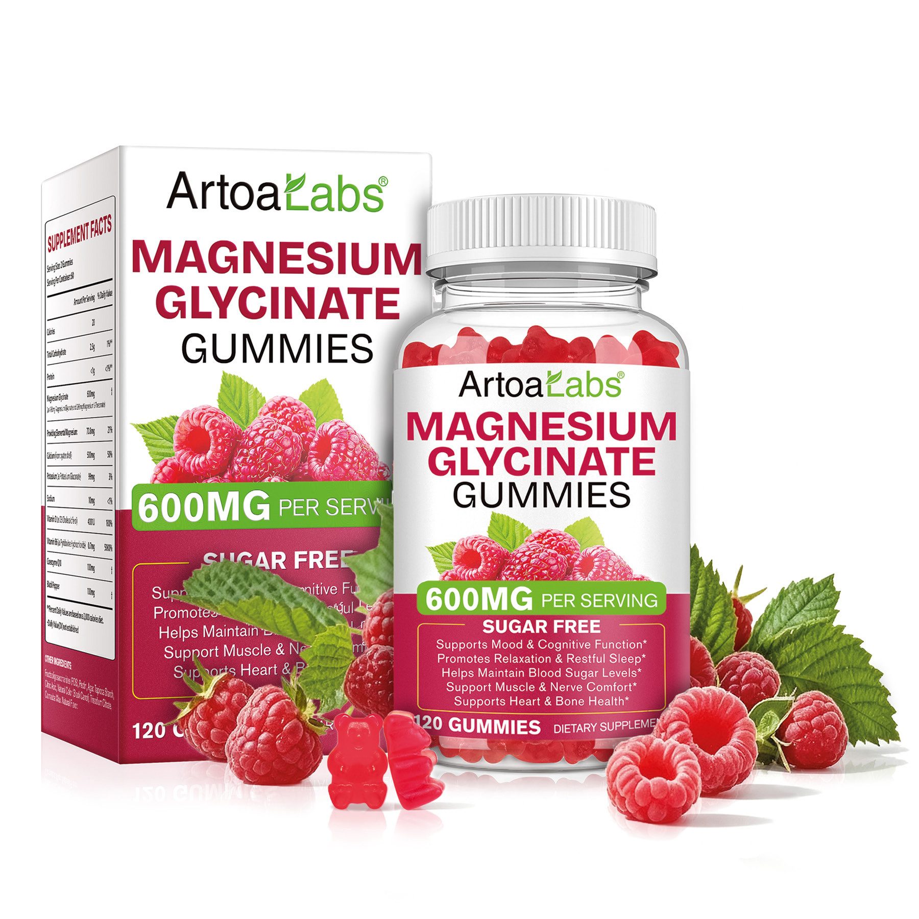 P-Beauty Cosmetic Accessories Magnesium Glycinat Gummis 600 mg Hochdosiert für Entspannung Superfood, Herz, Knochen, Vegan, Gesundheit, Superfood, Herz, Knochen, Vegan, Gesundheit