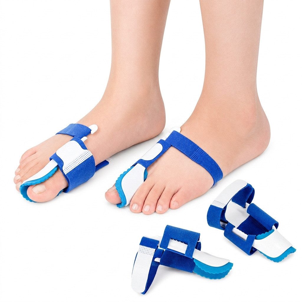 COOL-i ® Nachtbandage Hallux Valgus Nachtbandage,1 Paar Zehenschiene, Unisex, mit 3-Punkt-Drucksystem – Korrektur & Entlastung über Nacht