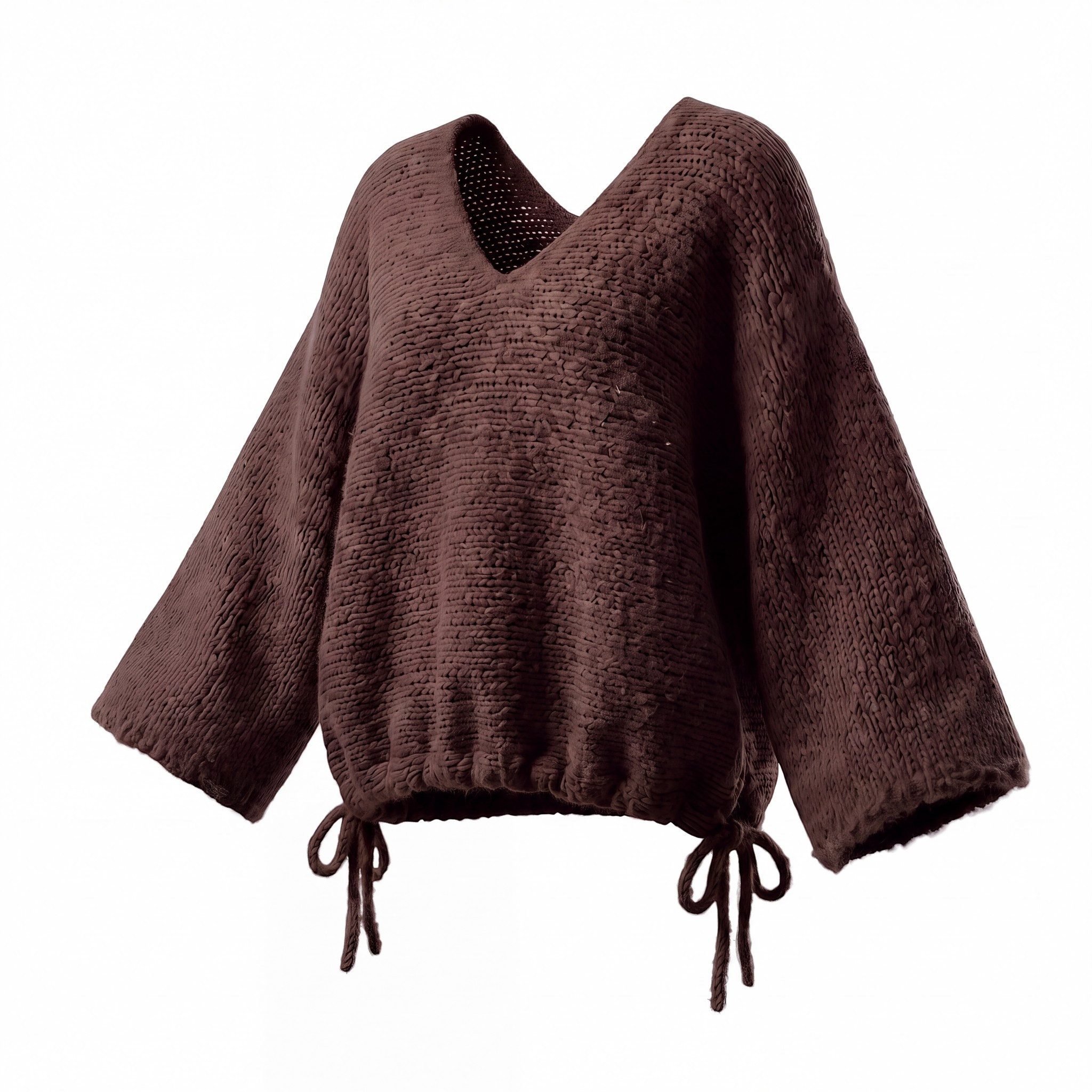 OriginalYou Strickpullover Damenpullover Grob Strick Freizeit Pulli Loop zum Binden am Saumabschluss, in Unifarbe