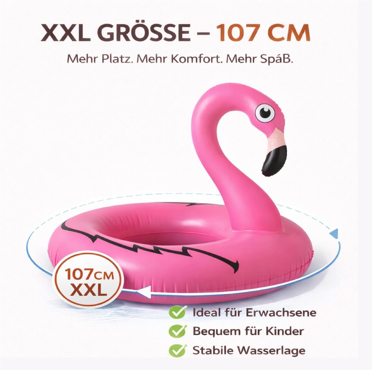 TK Gruppe Schwimmring Aufblasbarer Schwimmring aus PVC, Donut- und Flamingo-Varianten (Schwimmring), 120 cm – Bild 2 von 5
