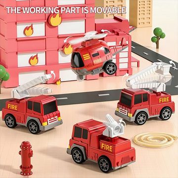 Gontence Spielzeug-Auto Spielzeug Feuerwehrauto, Stadttechnik-Auto, Polizeiauto-Set
