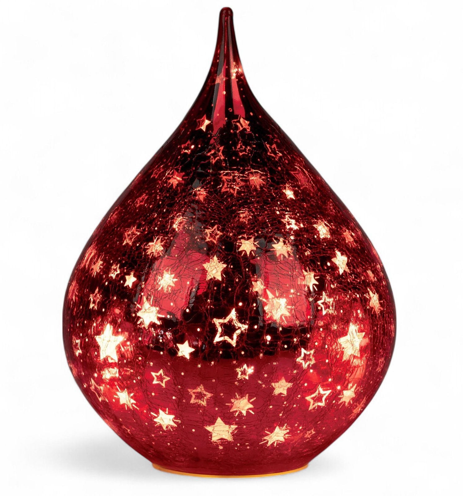 formano LED Dekolicht LED Deko Farbglas Tropfen Sterne Rot 21 cm Glasleucht günstig online kaufen