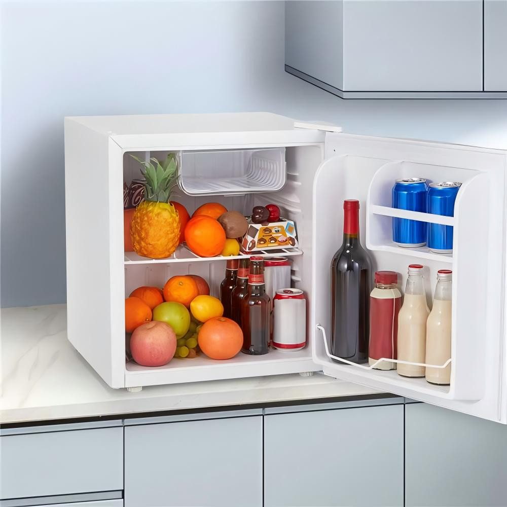 FOHERE Table Top Kühlschrank 46L Minikühlschrank mit Kühl- und Gefrierfunktion BC-46, 46.9 cm hoch, 43.4 cm breit, mit umkehrbarem Türanschlag und präziser 7-stufiger Temperaturregelung
