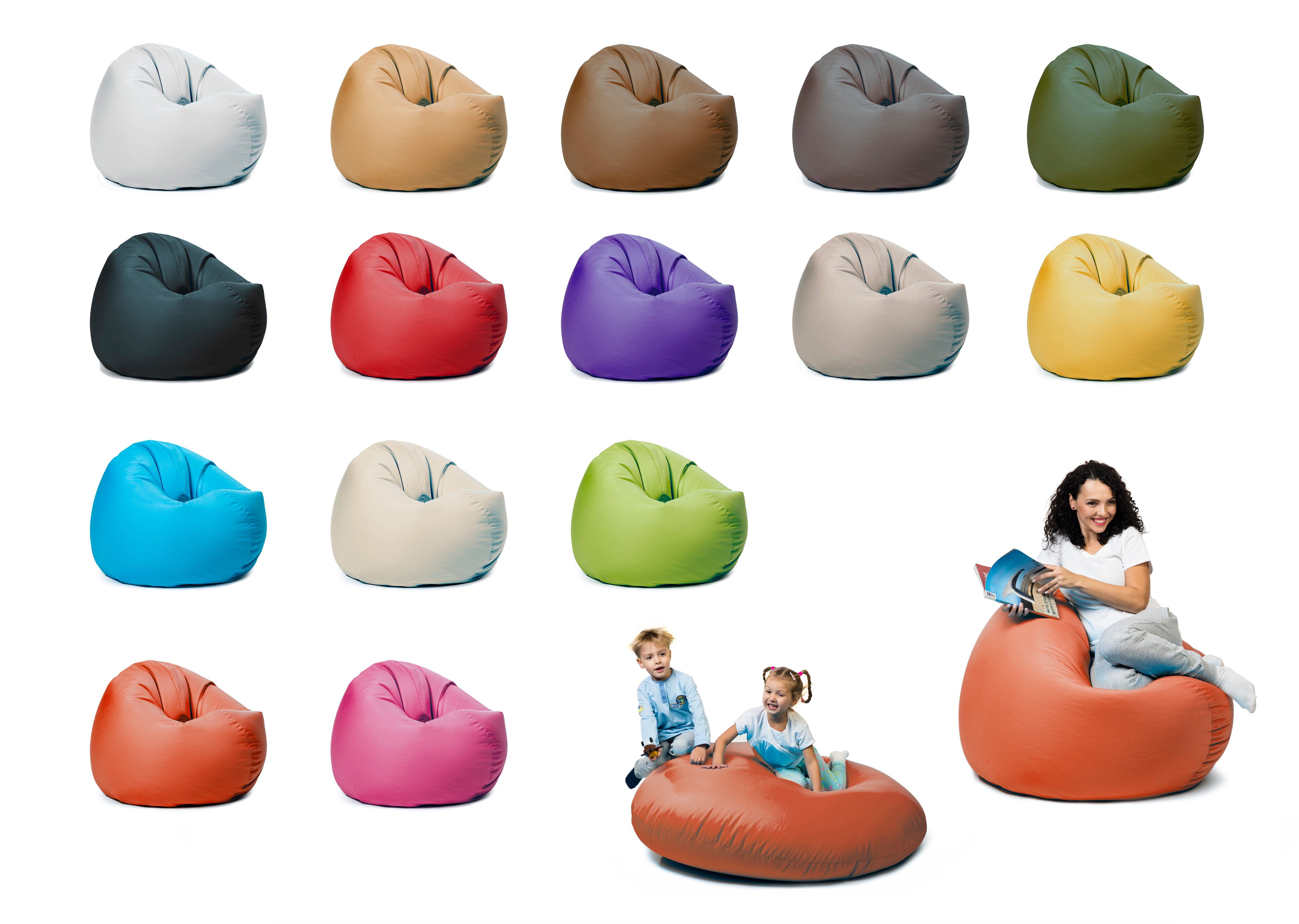 sunnypillow Sitzsack mit Styropor Füllung Outdoor & Indoor für Kinder und Erwachsene Orange