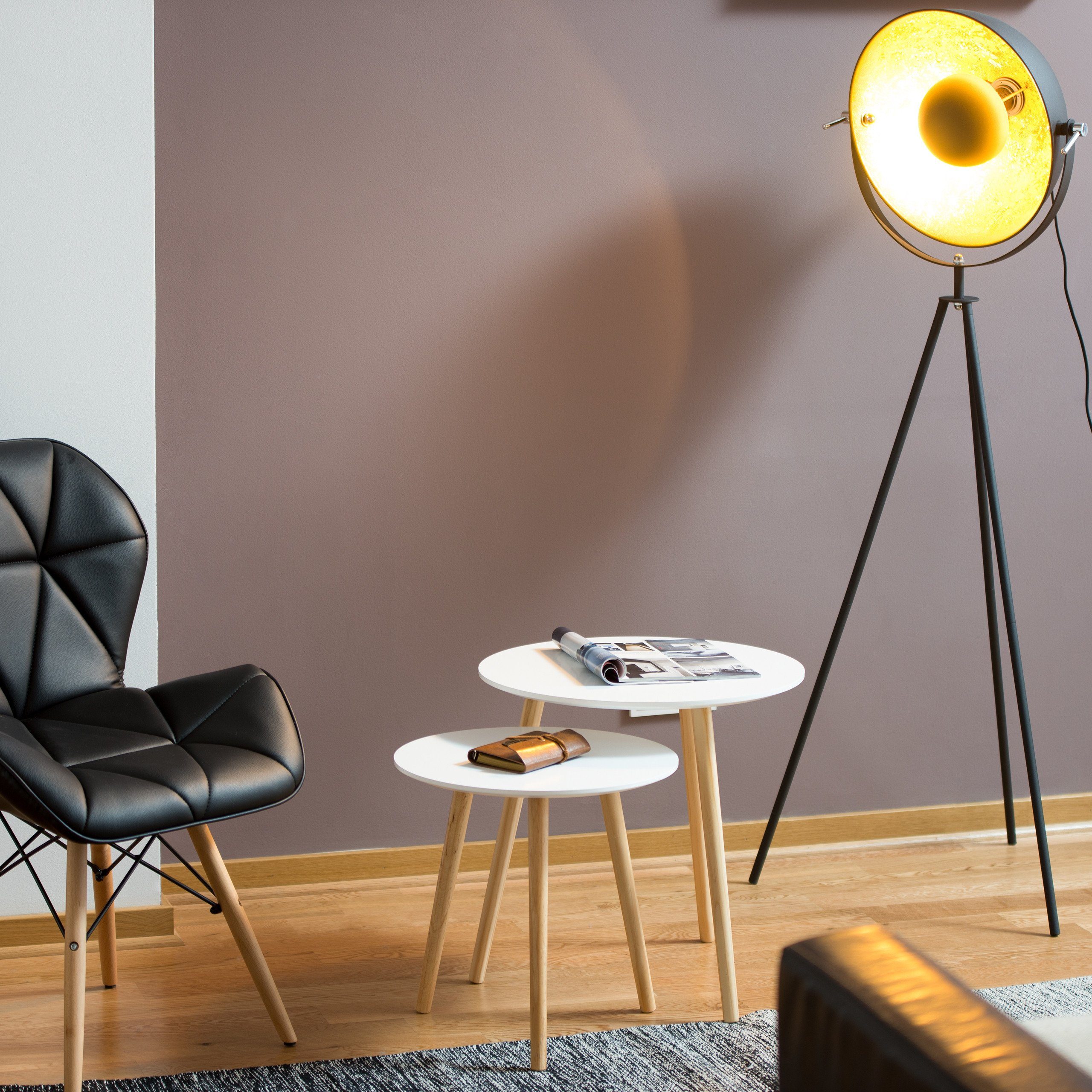 relaxdays Beistelltisch 2er Set Skandinavisch, Weiß günstig online kaufen