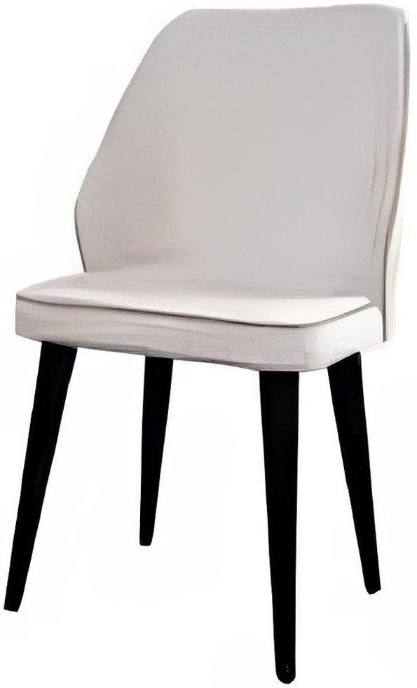 Xlmoebel Polsterstuhl Weißer Polsterstuhl mit Holzfüßen für elegantes Ambiente (1 St), Hergestellt in Europa