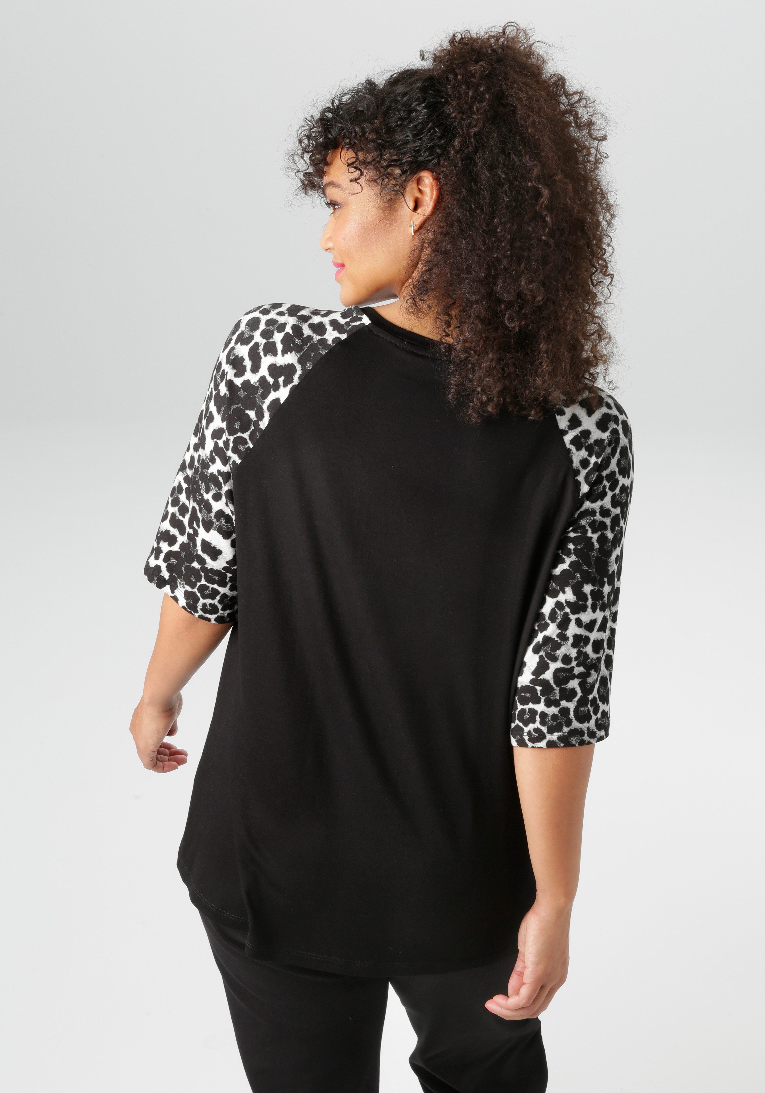 Aniston PLUS T-Shirt mit 3/4 langen Raglanärmel in Leoprint - NEUE KOLLEKTI günstig online kaufen
