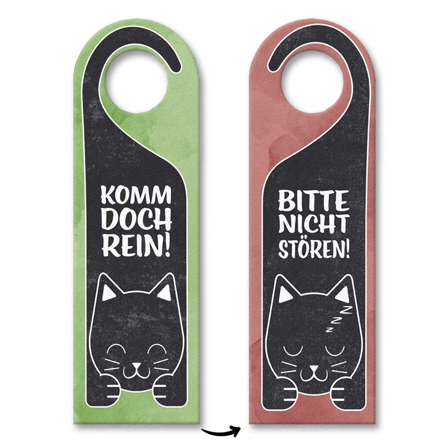 Dekohänger Komm doch rein oder Bitte nicht stören Türhänger mit niedlicher Katze