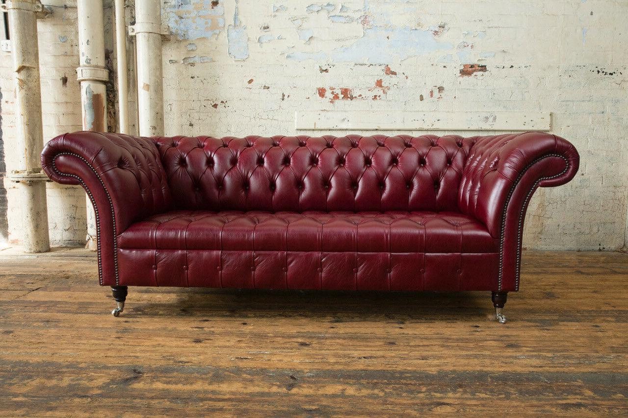 Xlmoebel Chesterfield-Sofa Chesterfield Ledercouch Polster Sofa 225cm 3-Sitzer, 1 Teile, Hergestellt in Europa