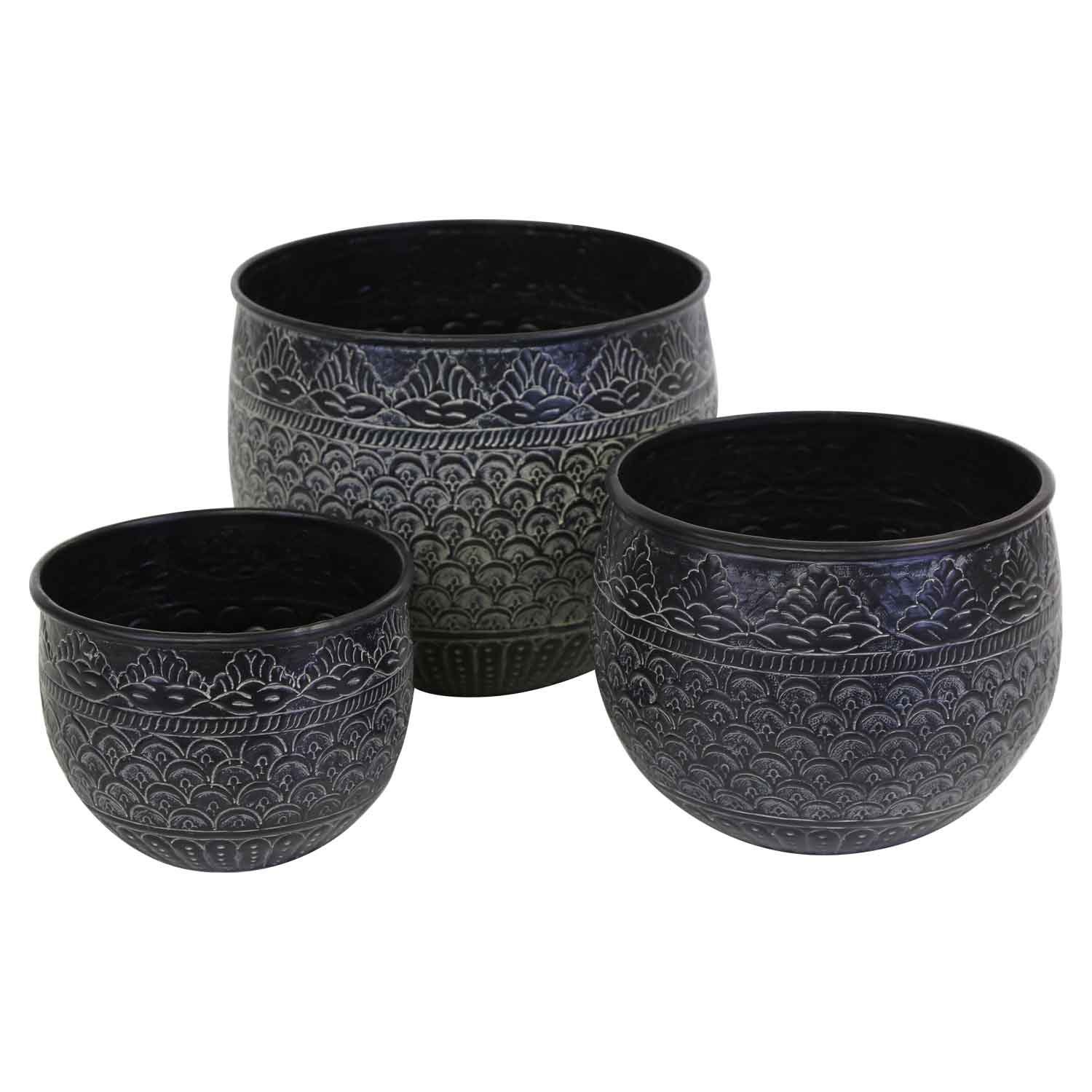 Casa Moro Pflanzkübel Orientalischer Blumentopf Murcia Metall Pflanztopf gehämmert (Boho Chic Übertopf - Pflanzentopf, Einzeln oder im Set, D20, D24, D29 cm), Kunsthandwerk - mit Hammerschlag verziert