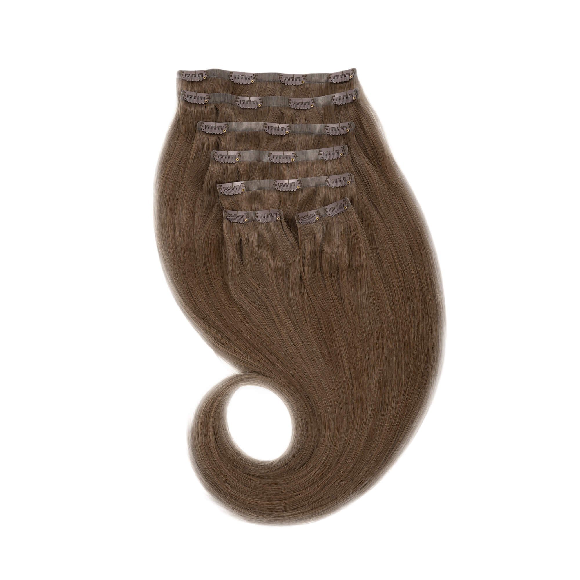 nahtlos Extend asch-dunkelbraun Global Echthaar-Extension #2B Clip-in-Extensions