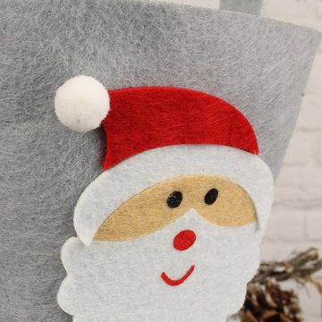 Macosa Home Geschenkbox Filzkorb Geschenkkorb 2er Set rot grau mit Motiv Nikolaus Weihnachten (Nikolaus Weihnachtsmann Rentier mit Henkel Advent zum befüllen, 2 St., 2er), Weihnachtskorb wiederverwendbar