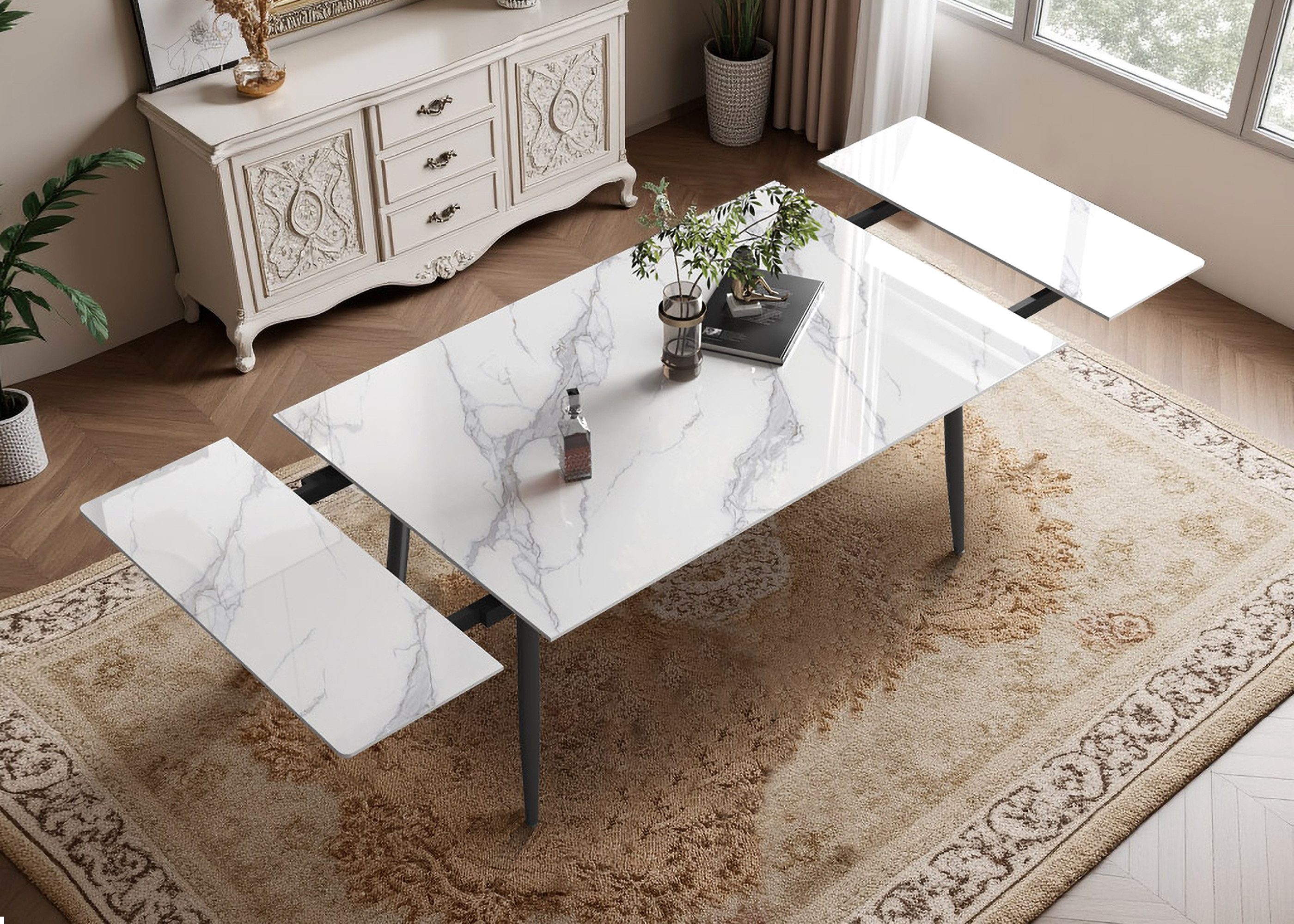 oleyluckidea Esstisch Moderner ausziehbarer Esstisch Weiß mit für 6–10 Pers günstig online kaufen