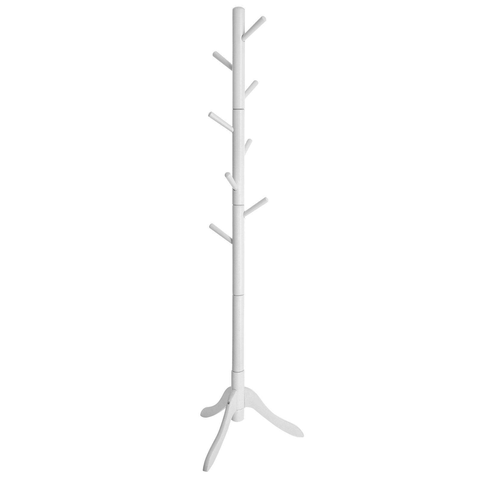 Massivholz, 8 mit Kleiderständer, VASAGLE Garderobenständer Weiß Haken Baumform, aus