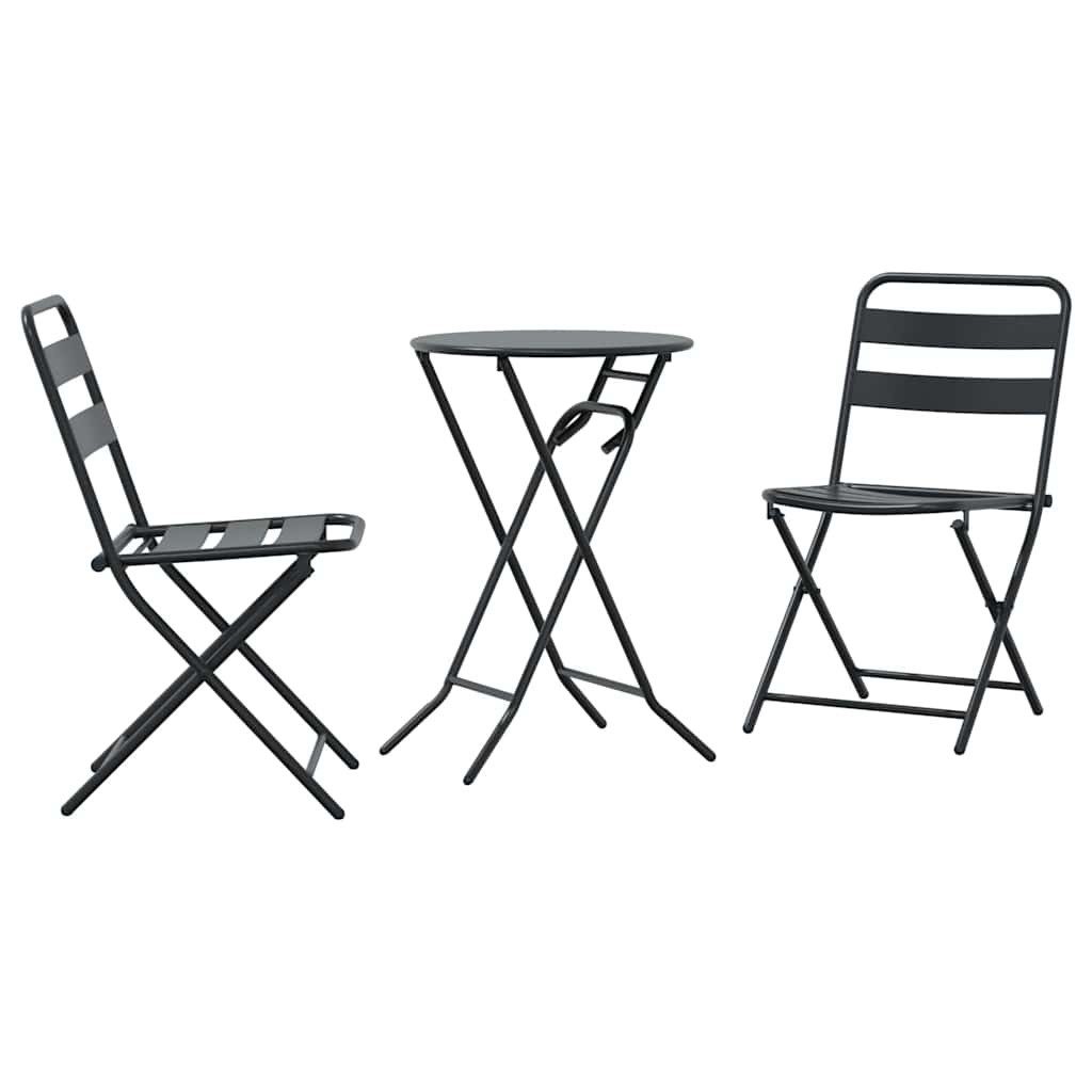vidaXL Gartenlounge-Set Garten Bistro Set 3 pcs Anthrazit Stahl, (3-tlg)