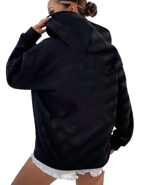 RMK Kapuzenpullover Damen Pullover Pulli Hoodie Sweater Basic Oversize mit Kapuze in Unifarben