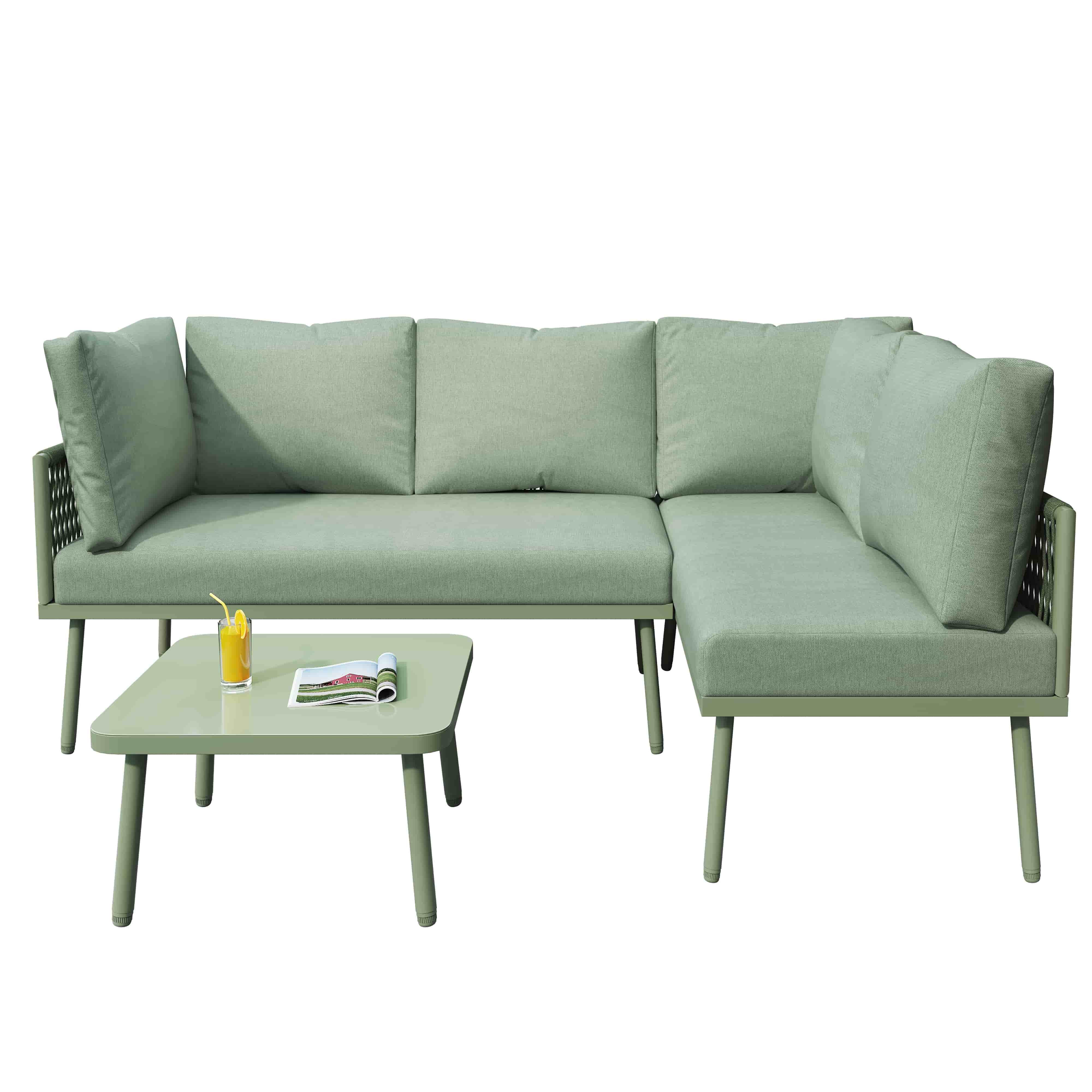 Yemaster Garten-Essgruppe Garten-Lounge-Set 3-teilig mit pulverbeschichtete günstig online kaufen