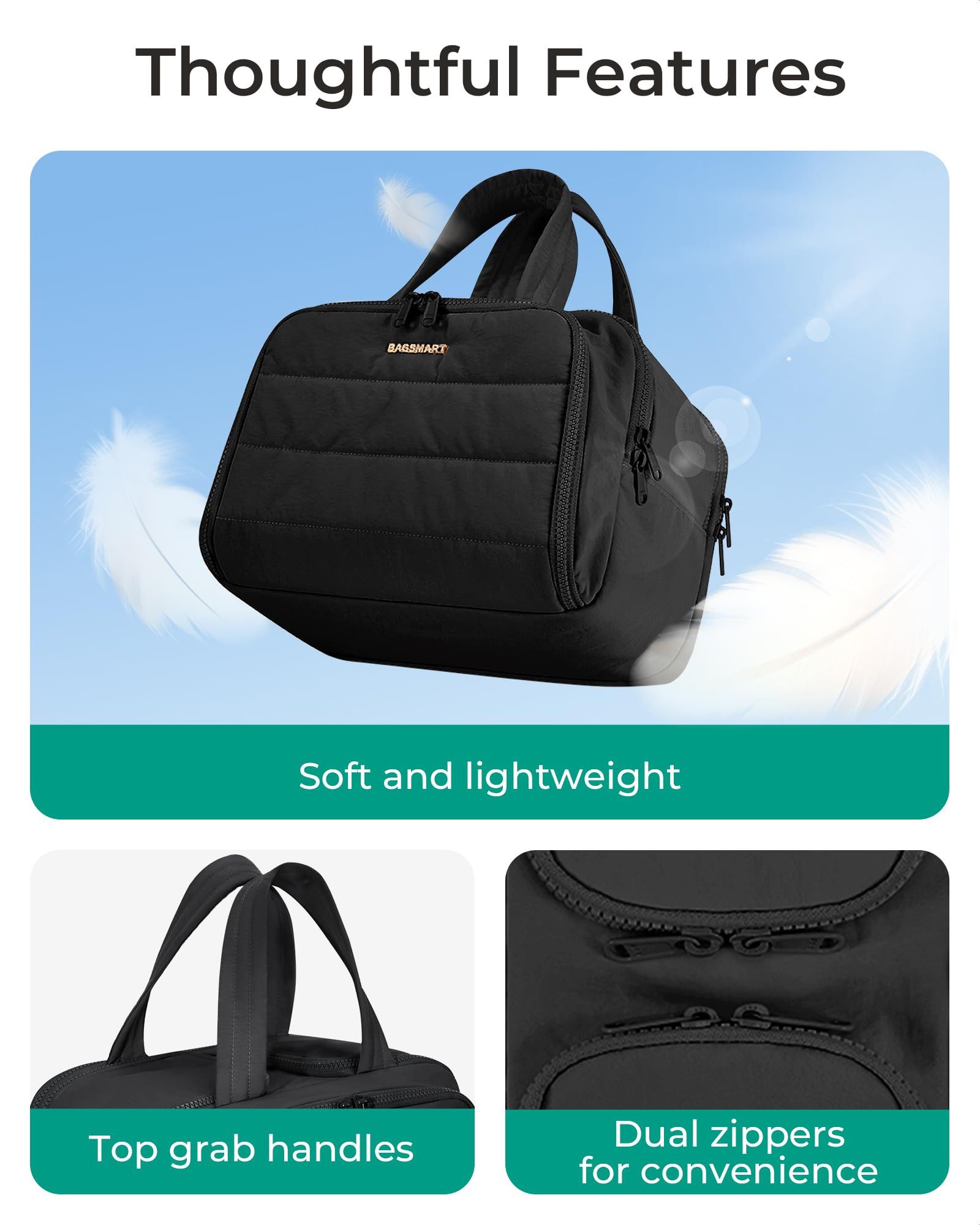 Forrlite Kulturbeutel Reise Kulturtasche Damen Heren Große,Weit Offene Reise‑Kulturbeutel (Kosmetiktasche Make up Organizer mit Griff für Zubehör), Essentials,T – Bild 5 von 5