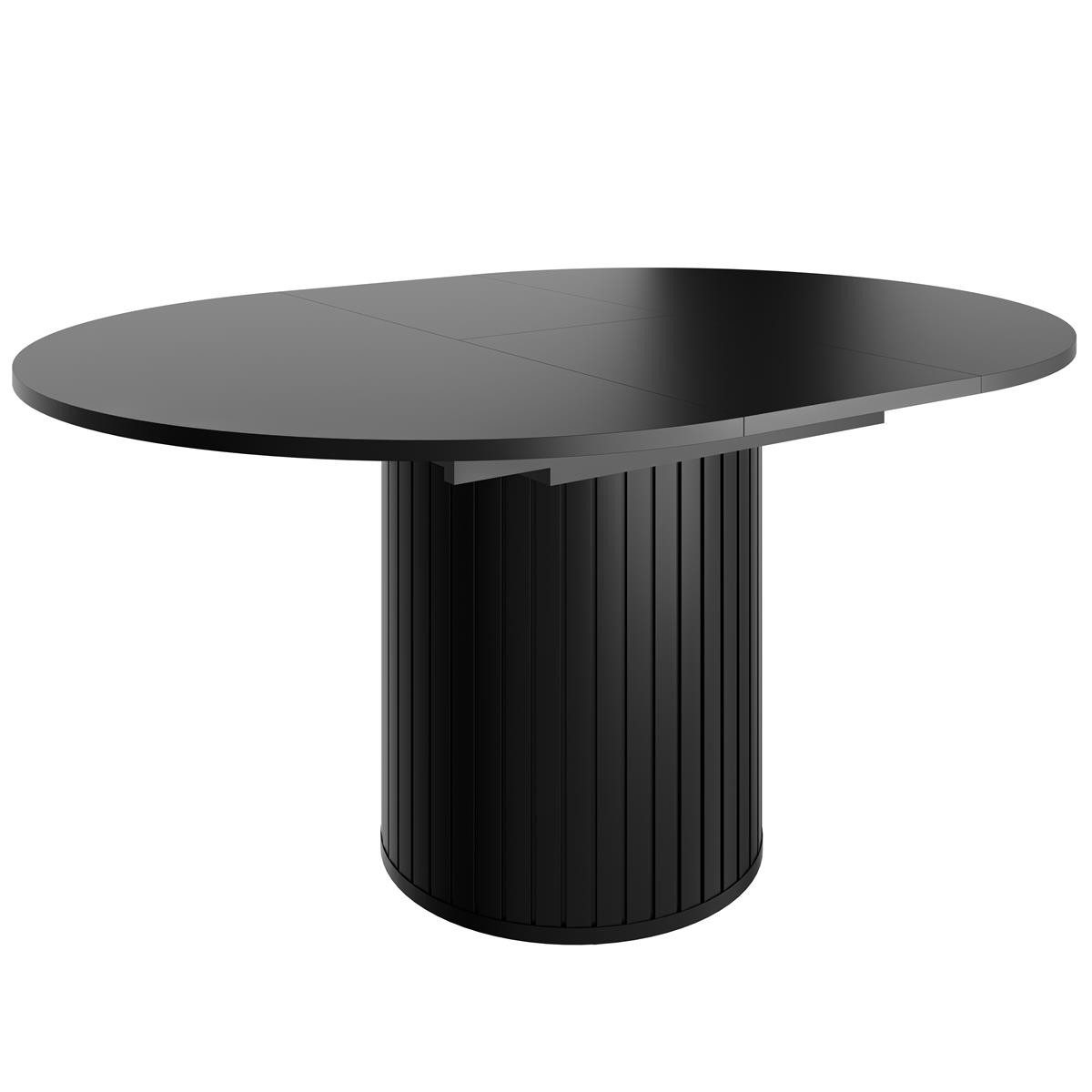Compleo Esstisch MODERNO Ausziehtisch mit runder Platte und stabilem Säulengestell, 120–160 cm, Schwarz, 22-mm-Platte, pflegeleicht – Bild 4 von 5