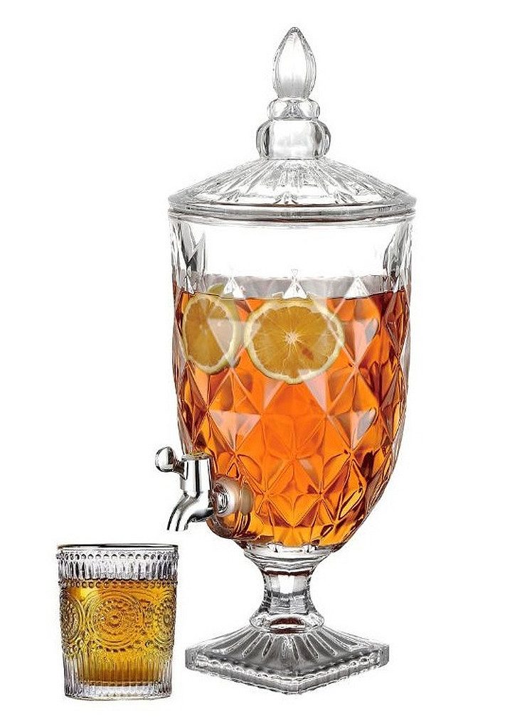 Cheffinger Getränkespender Getränkespender Glas mit Zapfhahn 5L Wasserspender Saftspender