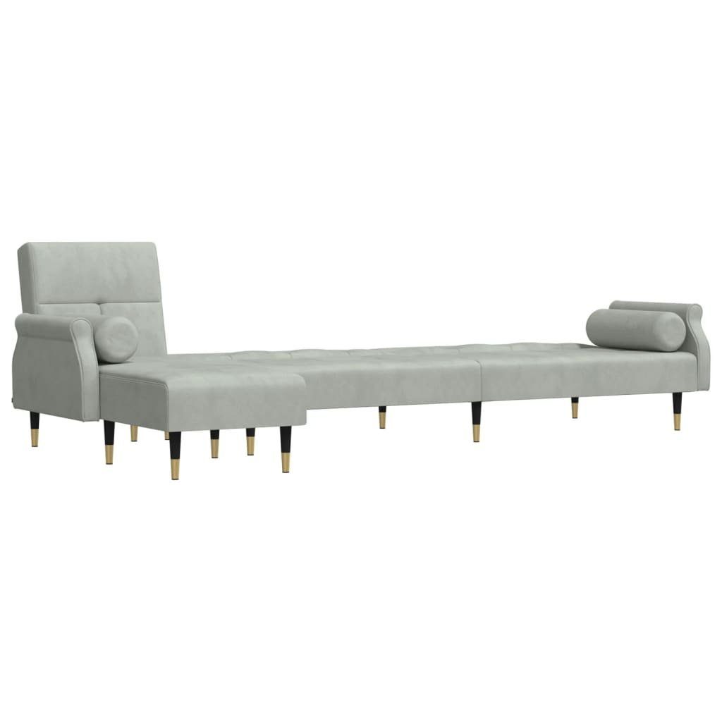 Sofa L-Form in Schlafsofa 271x140x70 cm Samt vidaXL Hellgrau