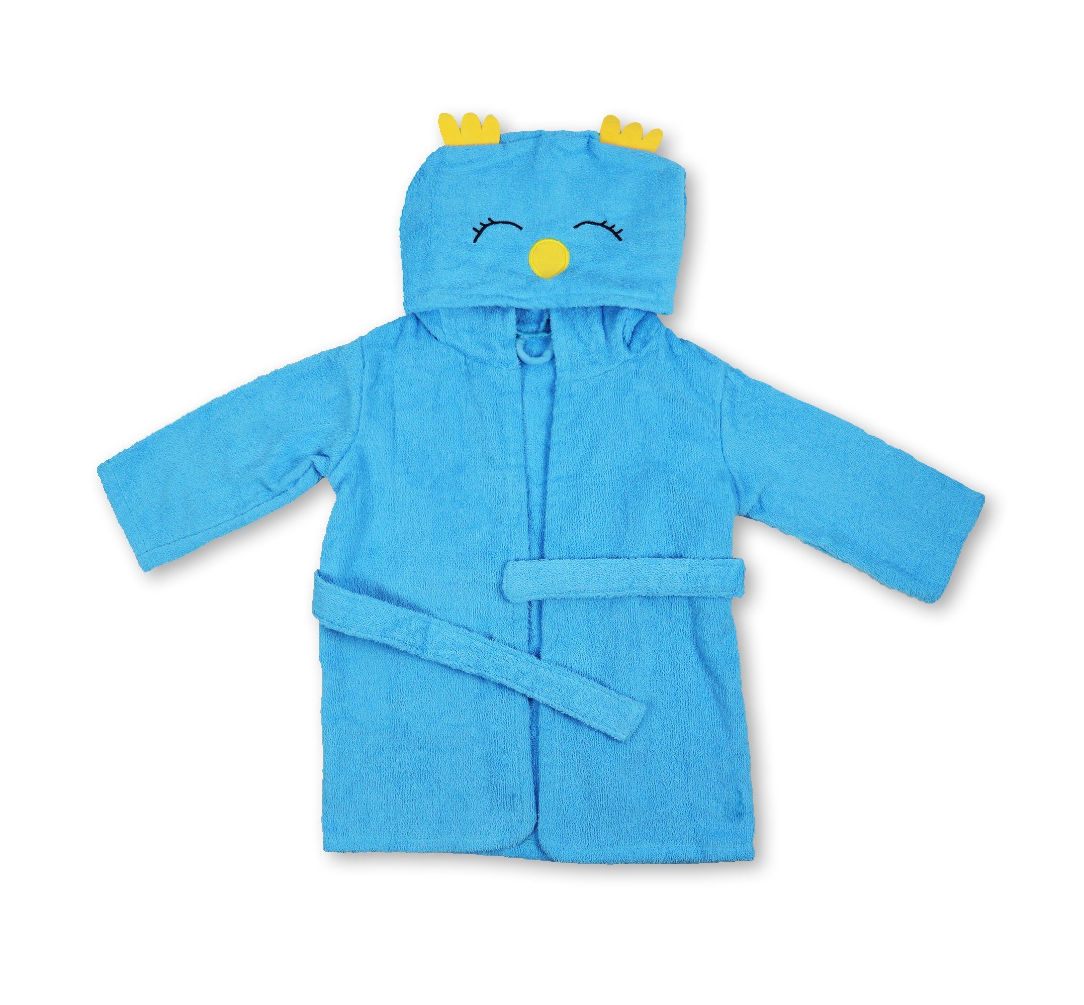 jilda-tex Kinderbademantel Happy, Kapuze, Gürtel, für Kinder im Alter von 2-3 Jahren in verschiedene Designs Blau