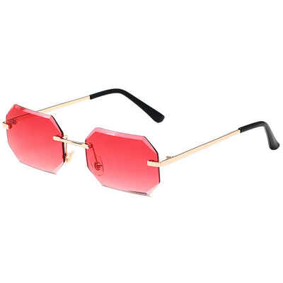Mrichbez Sonnenbrille Cooles Design, randlose kleine quadratische Sonnenbrille, Sonnenbrille UV-Schutz, Mode, Trend, Augenschutz
