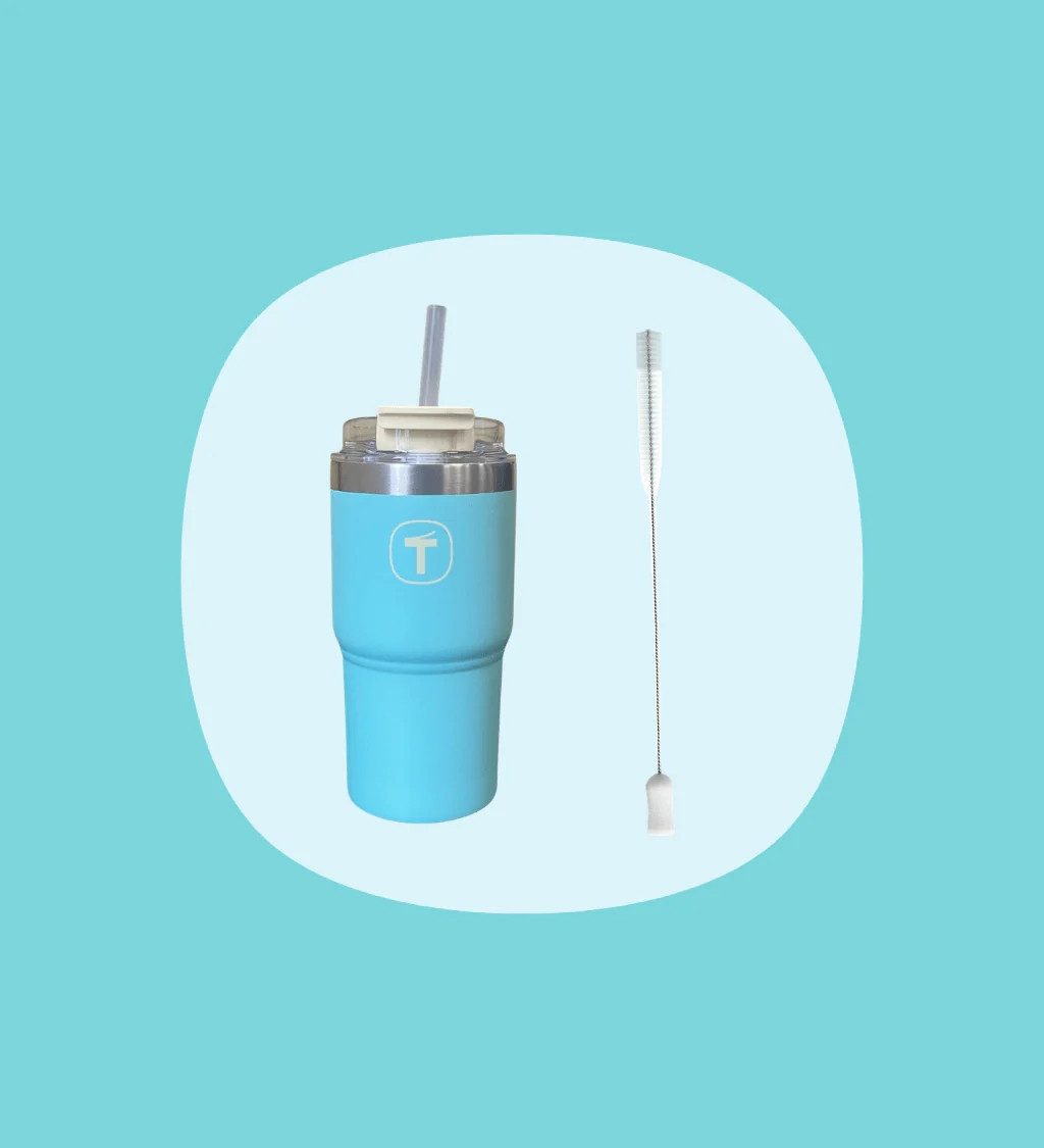 TUPPERWARE Thermobecher Tupperware® Big T Tumbler 630 ml Minze inkl. Trohhalmbürste