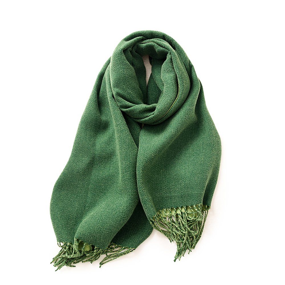 HutWorld einfarbiger für Kaschmir-Strickschal warm Damen, für 1-St. halten), Langer Schal Damen, (Set, Schal Schal, dicker Gras-Grün Modeschal